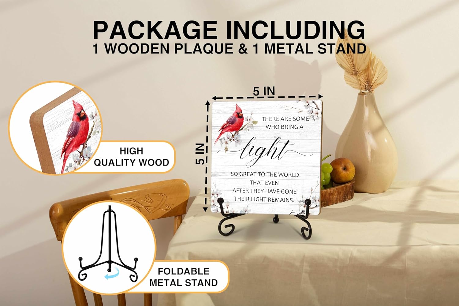 Remembrance Desk Decor, Sympathy Gifts for Family Loss Of Loved One, There Are Some Who Bring A Light Tabletop Sign for Home Office Bedroom, Memorial Wood Plaque With Iron Stand -24 - Image 2