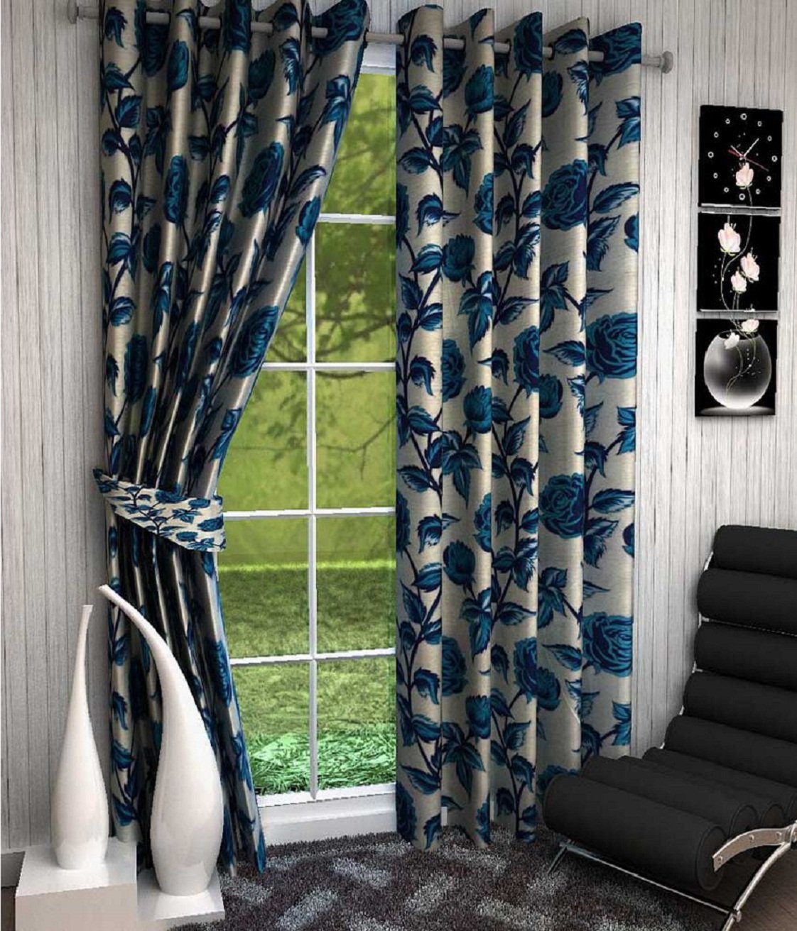 GEO NATURE Geonature Window Eyelet Curtains Set of 2 (4x5 Feet)