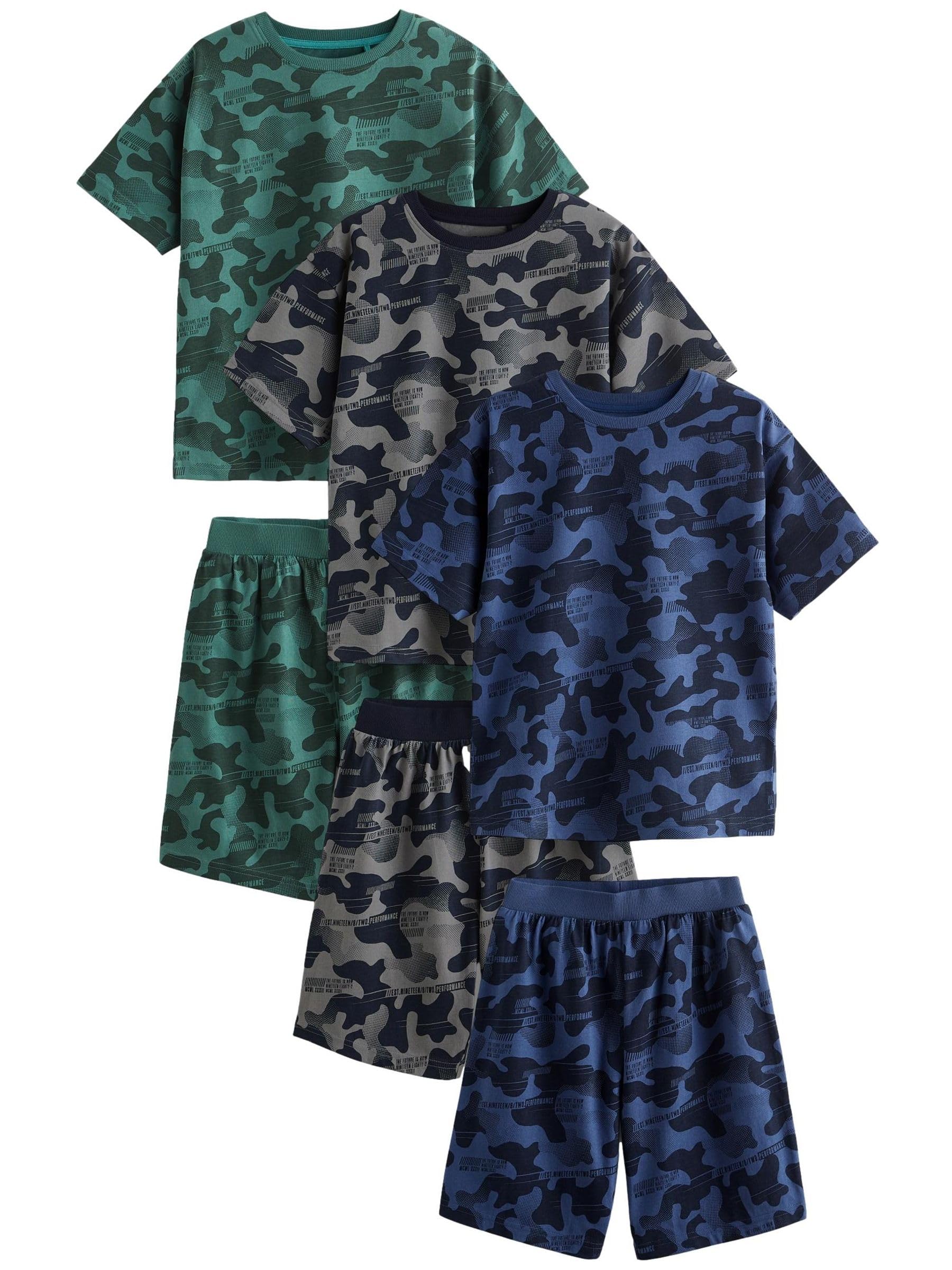NEXT Niños Pack de 3 Pijamas con Pantalones Cortos 100% algodón
