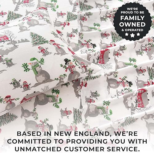 Miniatura 5 de Great Bay Home Juego de sábanas de Navidad de franela de algodón turco, 4 piezas, bajera con gran caída lateral, para tener una cama cálida,