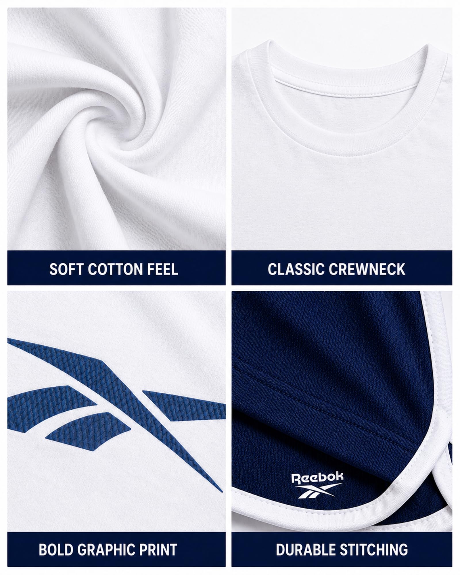 Reebok - Estate 3 pezzi corto set con 2 top e pantaloncini, abbigliamento sportivo per bambini piccoli e bambini