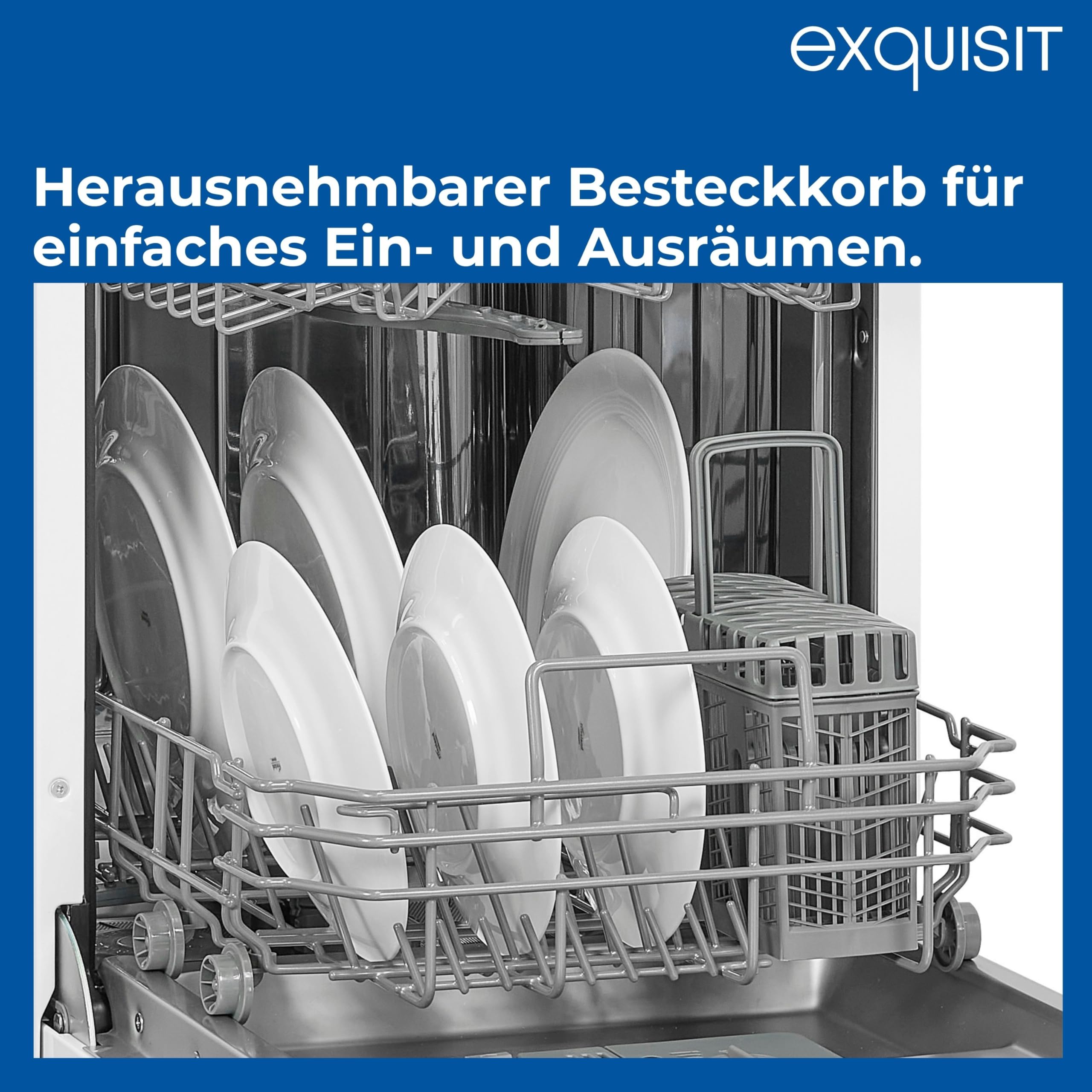 Exquisit Geschirrspüler 9 Maßgedecke Energieklasse E 49 dB 6 Programme Edelstahl-Bottich weiss