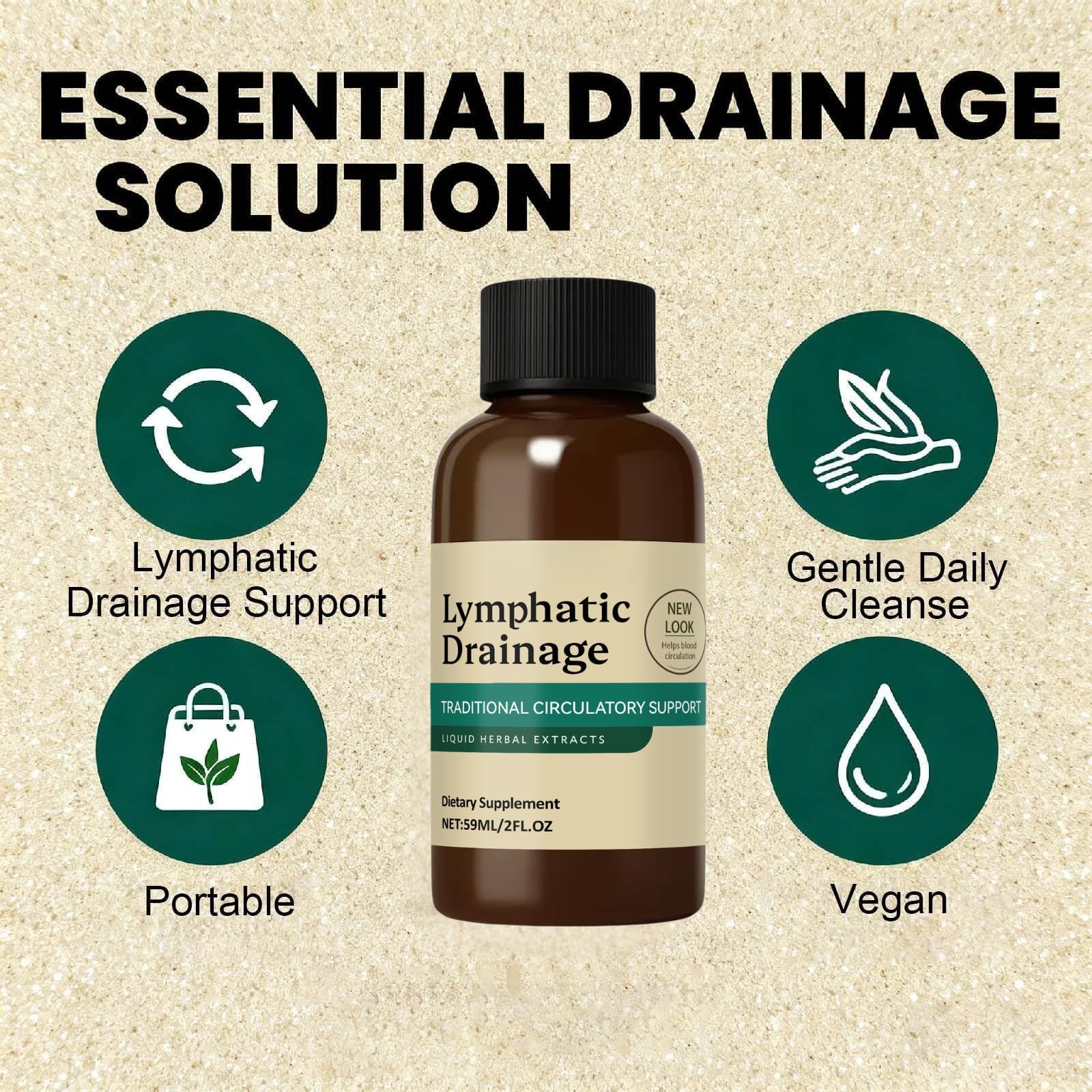 Gouttes de drainage lymphatique, draine naturellement les gonflements du visage, extrait naturel, abdomen et jambes, nettoie le système lymphatique pour homme et femme