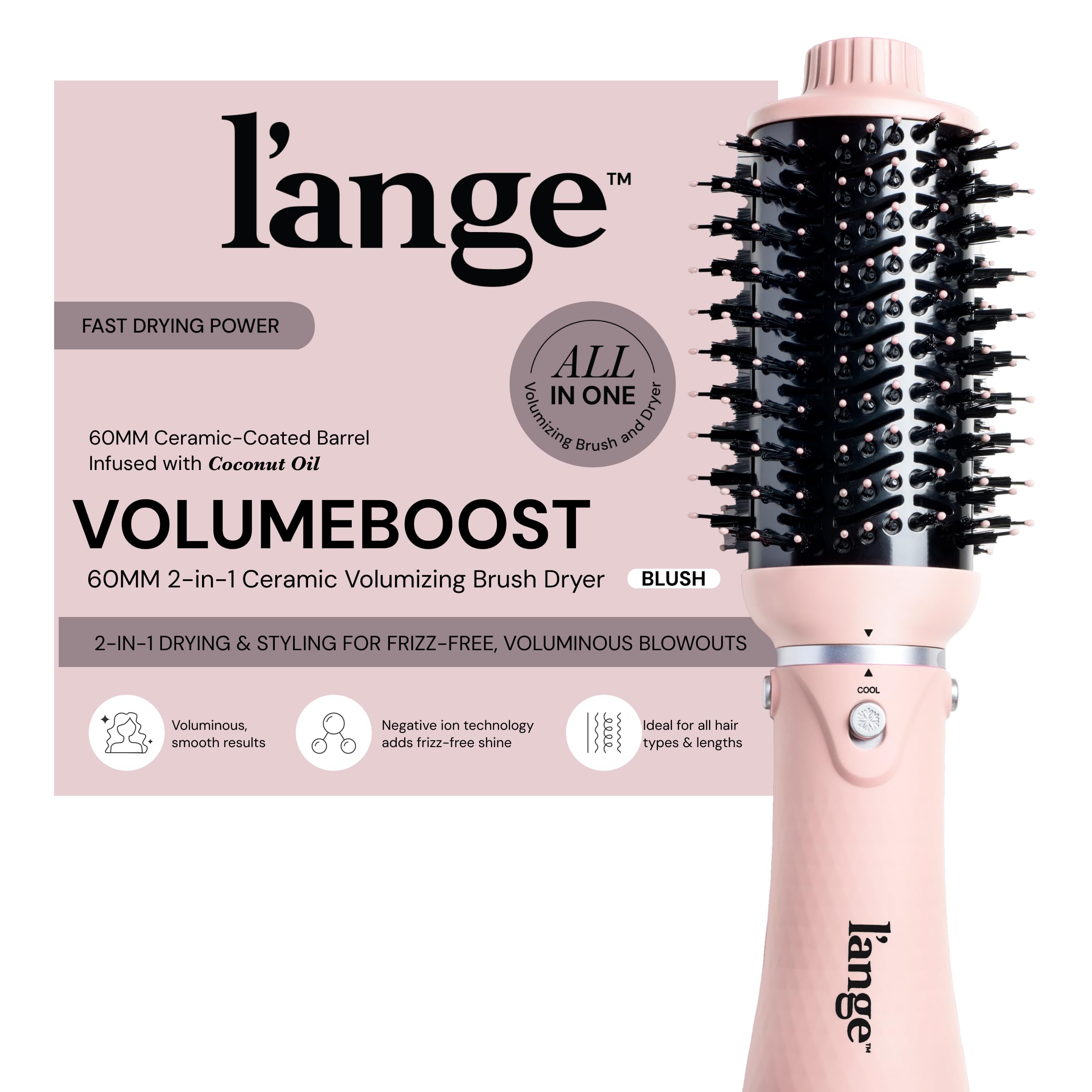 L'ANGE HAIR VolumeBoost 60mm 2-in-1 Ceramic Volumizing Brush Dryer