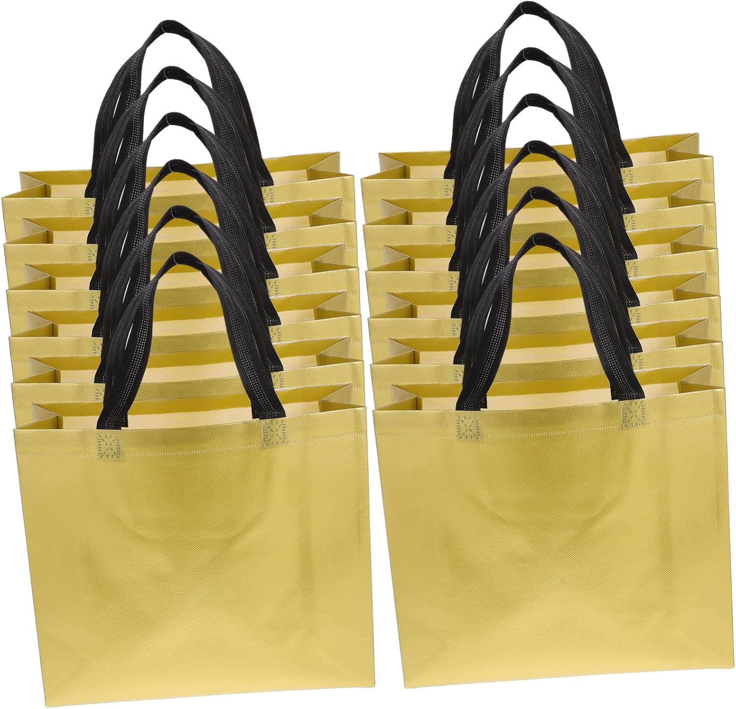 12 Piece Gold Gift Bags with Handles, Large Reusable Nonwoven Tote