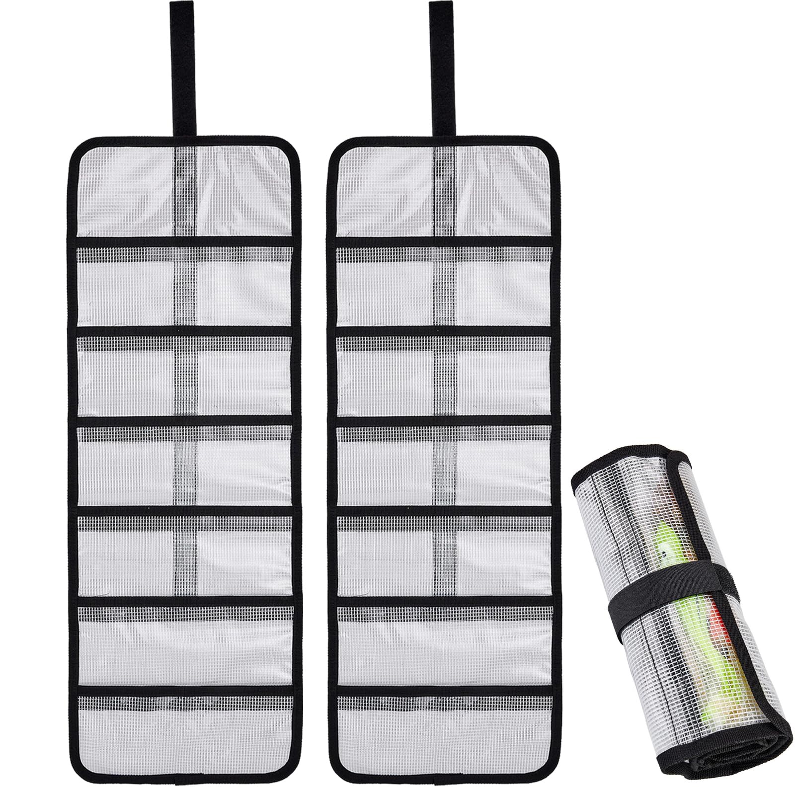 MOPHOEXII Roll Up Fishing Lure Wraps Set-35" X 12" Durable Lure Bag 6 Pocket PVC Protective Cover Saltwater Hook Covers Fabric Lure Protector Trolling Lure Tackle Box Large 2 PCS