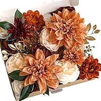 Lookein Rustic Terracotta Artificial Flowers Box Set - DIY Wedding Bouquets, Bridal Centerpieces, Arches & Home Decor (Silk, Foam Flowers)