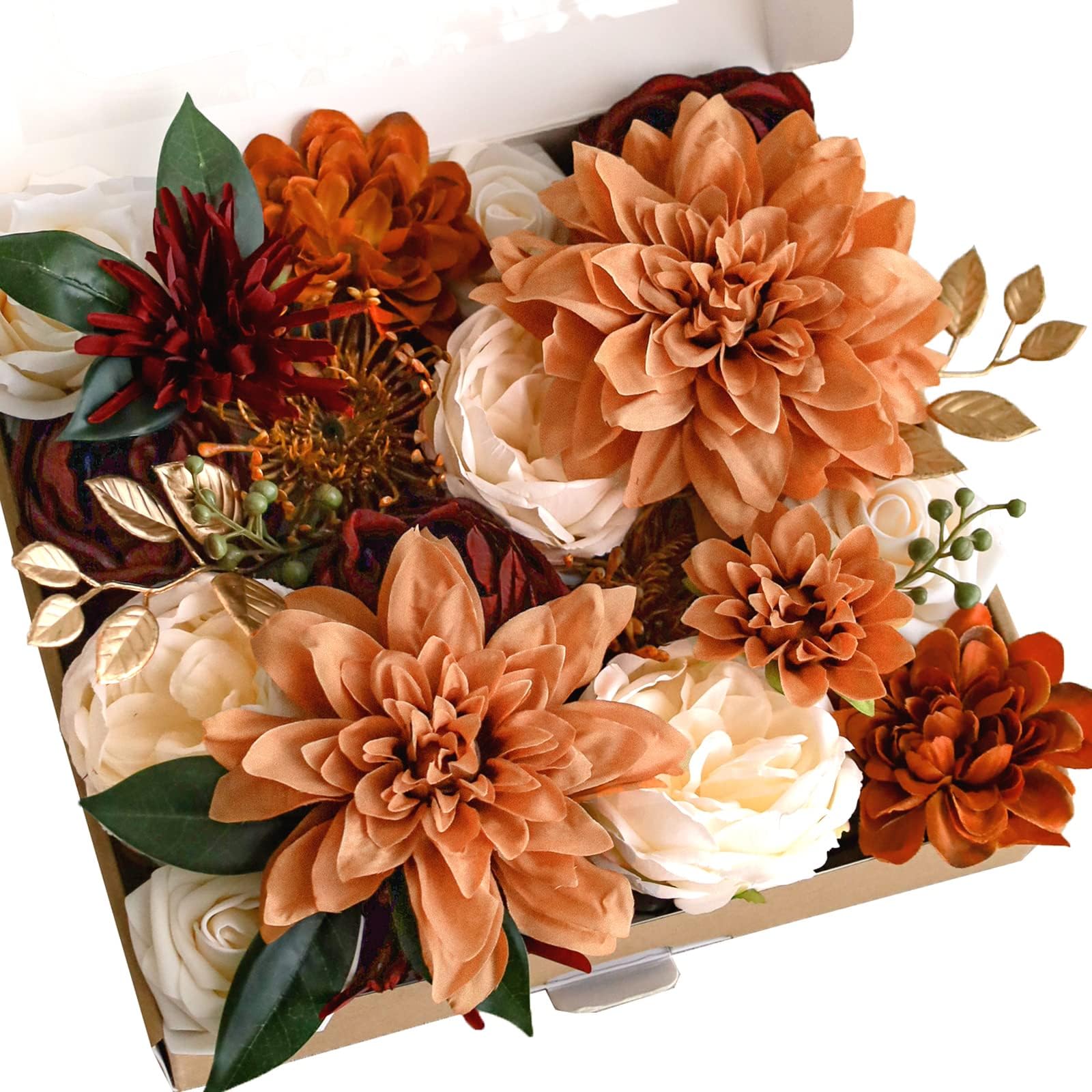 Artificial Flowers for DIY Wedding Decoration Bridal Bouquet Table Centerpieces Flower Garland Arch Flower Decoration Home Decor, Rustic Terracotta
