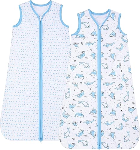 DaysU Cotton Baby Sleep Sack, Baby Sleeping Bag with Two-Way Zipper, 0.5 TOG Wearable Blanket for Newborn Baby Boys and Girls