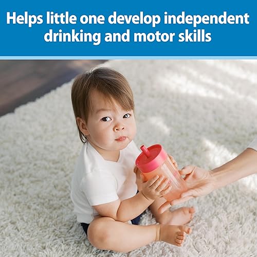 Miniatura 6 de Dr. Brown's Milestones - Juego de tazas de popote a taza de 360, juego de vasos de entrenamiento convertibles para niños pequeños con tapas,