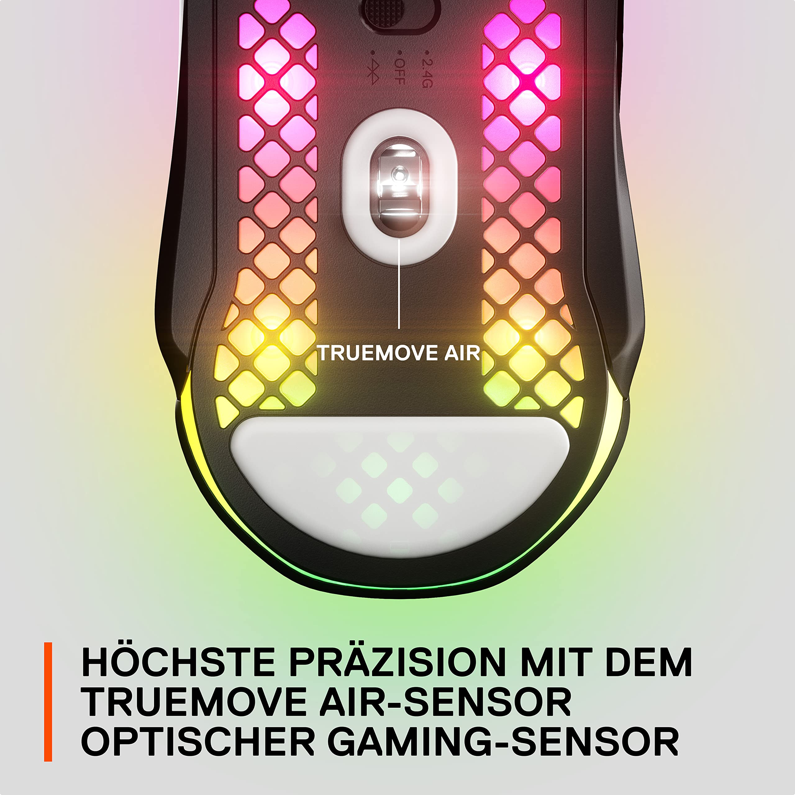SteelSeries Aerox 5 Wireless RGB Gaming-Mouse, 9 Tasten, Bluetooth/2,4 GHz, TrueMove Air-Sensor 18.000 DPI