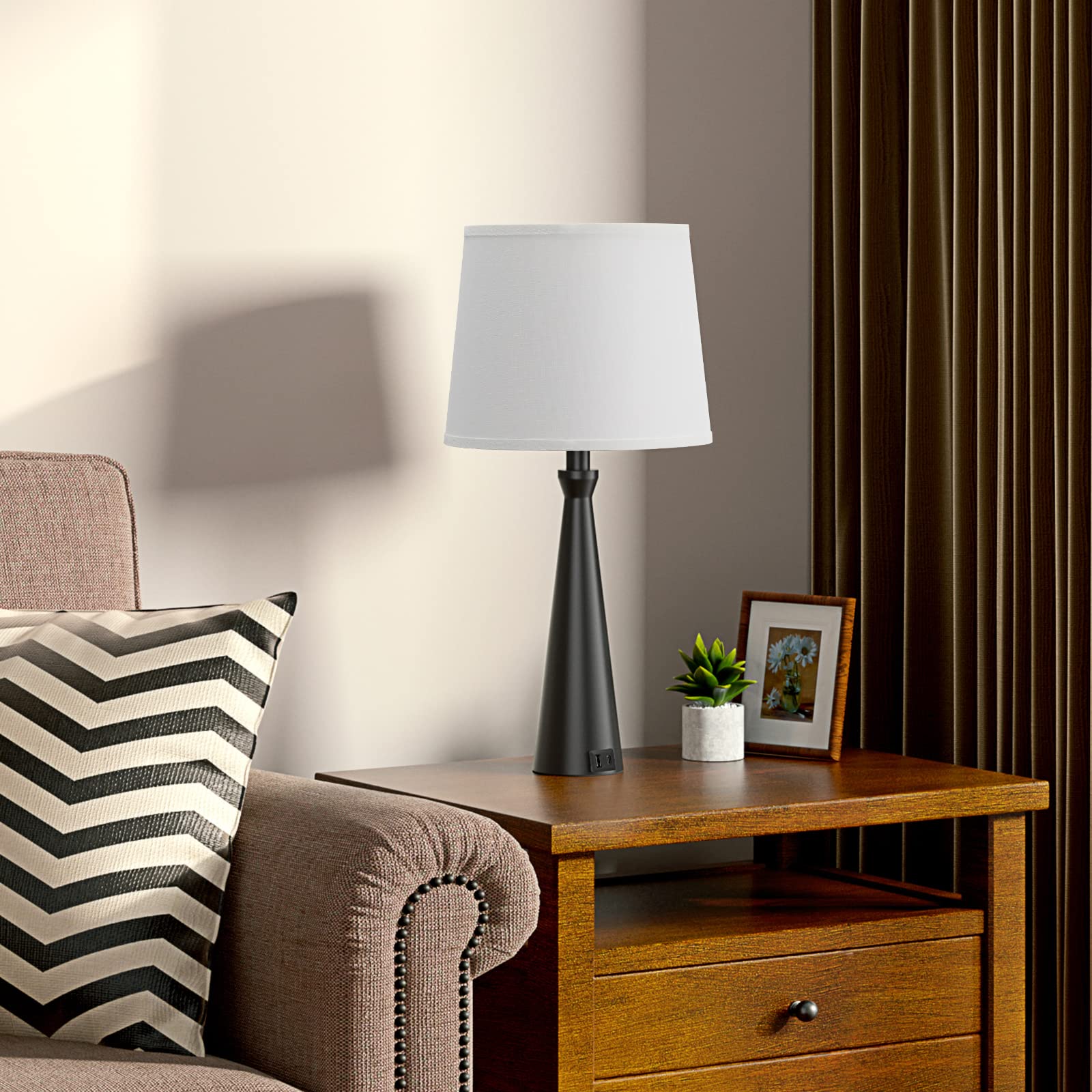 Acaxin Bedside Lamps for Bedrooms Set of 2 Nightstand - Table Lamp for Living Room Touch, Bedroom Lamps with USB C Port, 3-Way Dimmable Bed Side Lamp, Large End Table Lamp for Guest/Dinning/Room