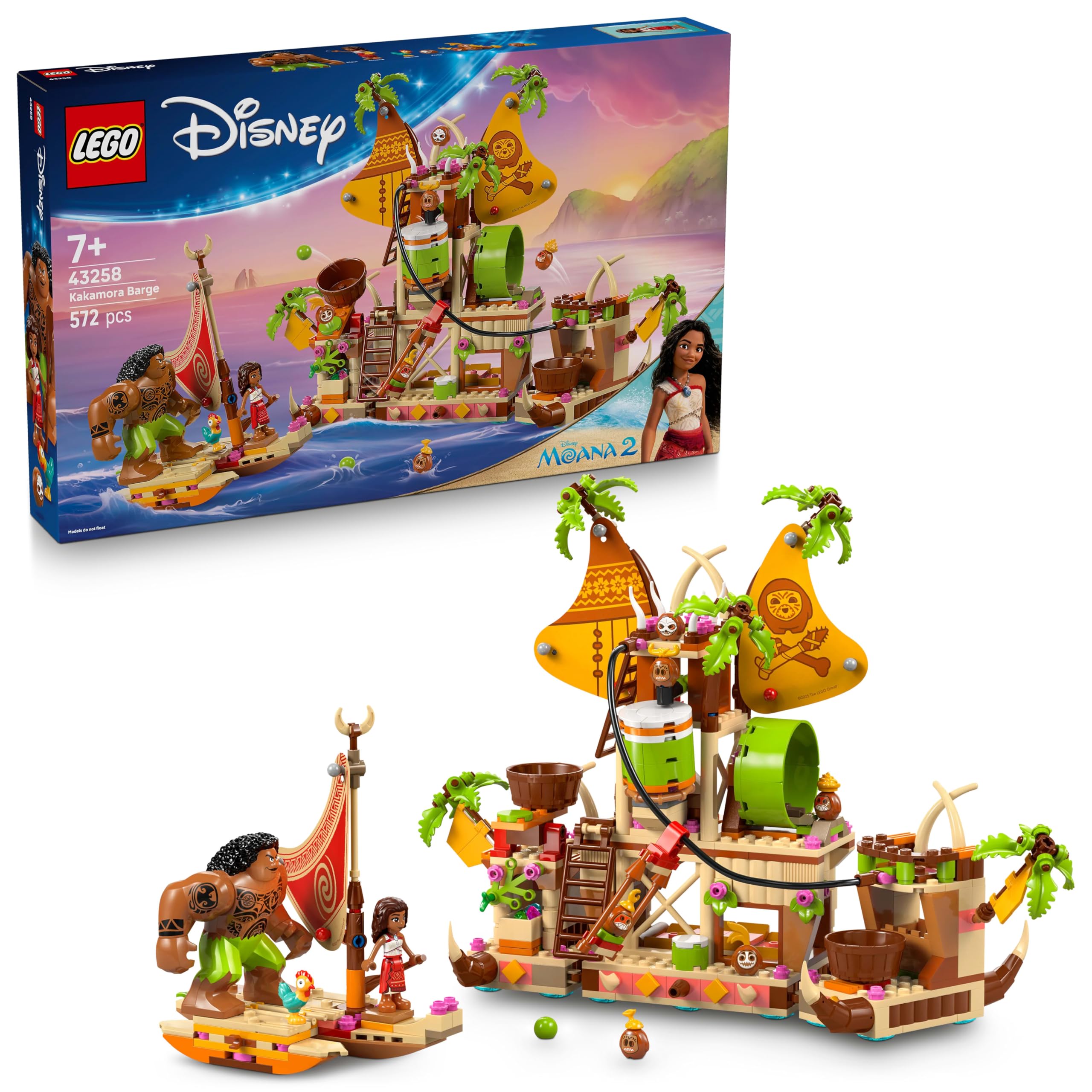 LEGO | Disney Oceania 2 Il Barcone dei Kakamora - Giochi da Costruire per Bambine da 7 Anni - Include Modello di Barca, Mini Bambola di Vaiana e Figura Maui - Regalo di Compleanno per Fan - 43258