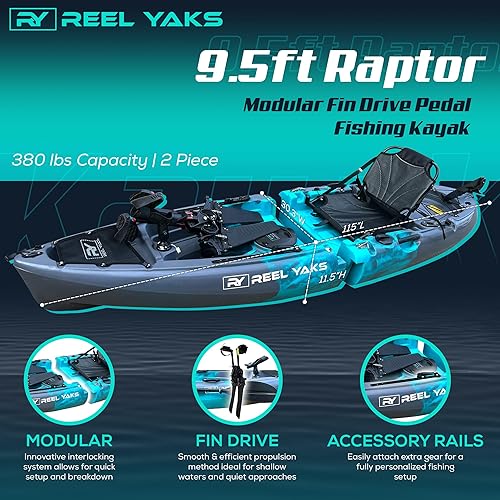 Miniatura 2 de Kayak modular de pesca de 9.5 pies  Súper ligero, capacidad de 380 libras  Fácil de almacenar - Fácil de transportar  Beats Inflables  Sin