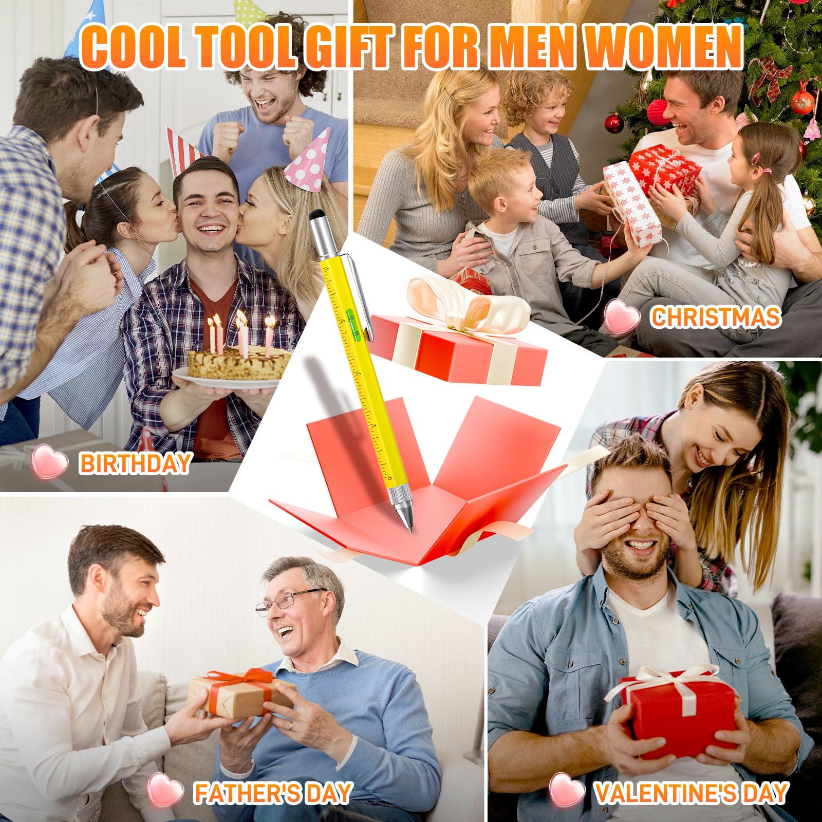 Pen Gifts for Men Women, Huhoo Cool Gadgets Tools Multi Tech Pen for Men, Personalized Gifts for Dad or Him, Funny Gift for Christmas, Father's Day, Valentines or Birthdays