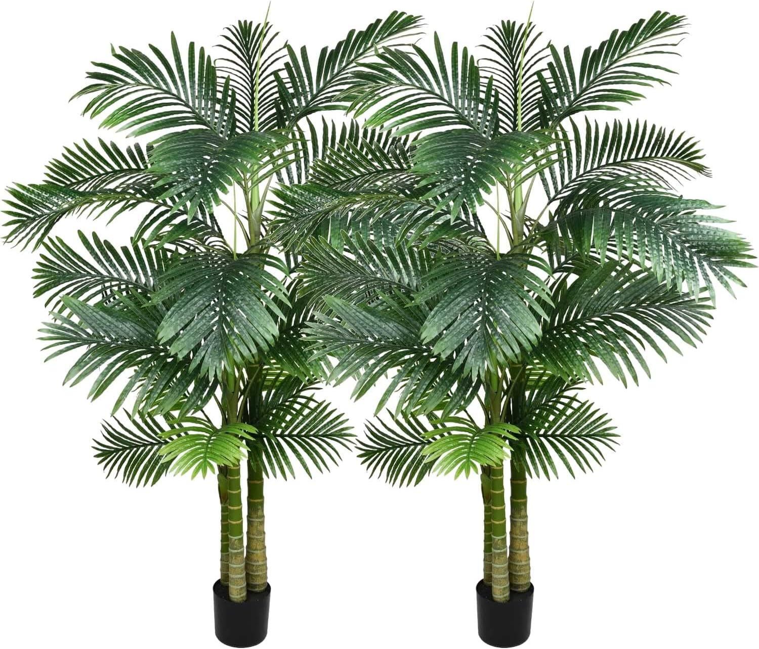 2 Pack Artificial Areca Palm Tree Plant, 6 Feet Fake Palm Tree for Indoor Outdoor Modern Decoration Faux Dypsis Lutescens Plants in Pot for Home Office Decor