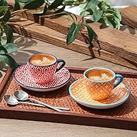 Vista 6 de Selamica Ceramic 2 oz Espresso Cups, Small Expresso Coffee Cup Set with Saucers, Porcelain Mini Demitasse Cups for Latte Mocha Tea, Set of 6