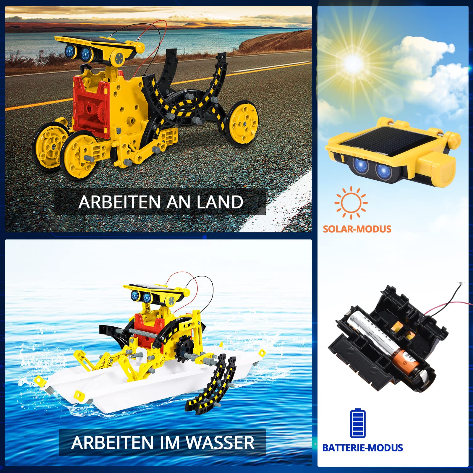 Solar Roboter Spielzeug ab 8 Jahre,OMWay 12-in-1 STEM Experimente für Kinder Alter 9 10 11 12,Konstruktionsspielzeug Bausatz,Geschenke Spielzeug für 13 14 Jährige Junge Mädchen