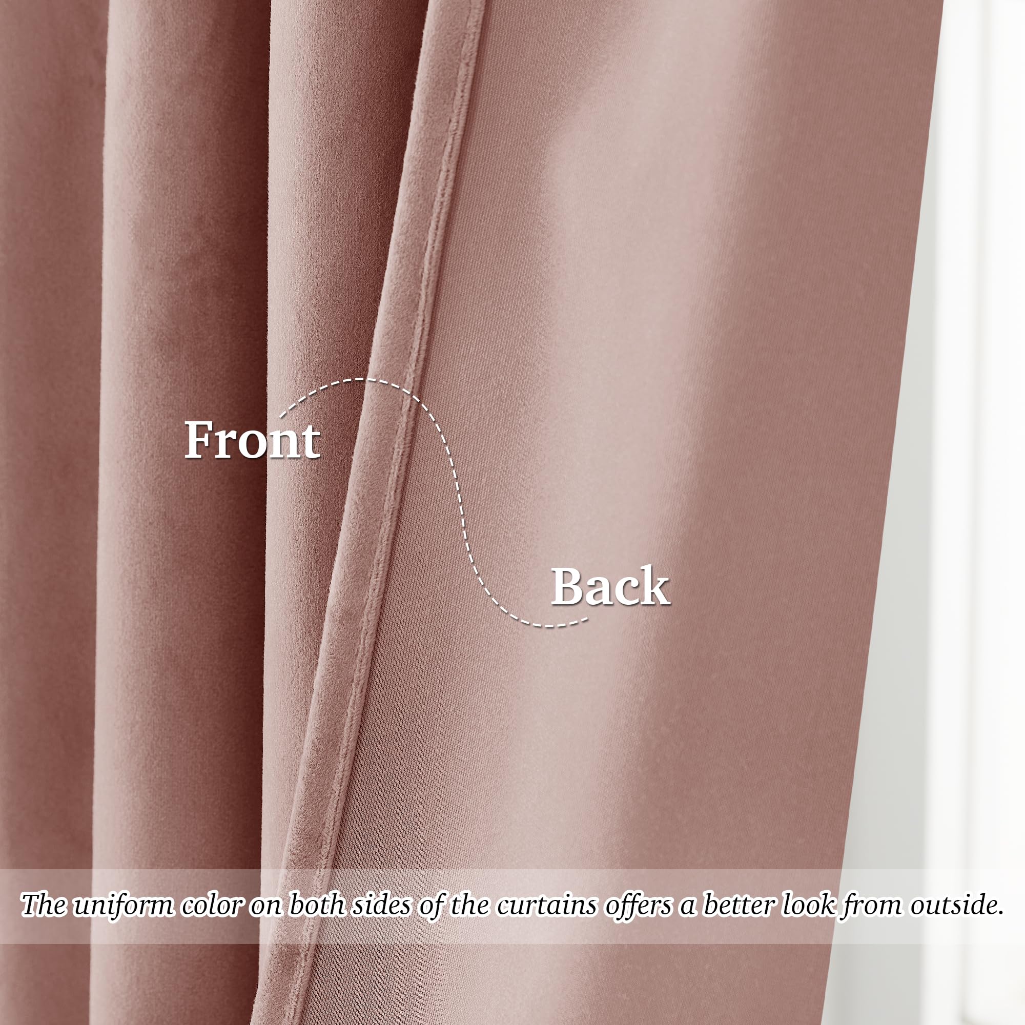 StangH Cortinas de Terciopelo Rosa Polvoriento para Dormitorio de bebé, Cortinas Gruesas para oscurecer la habitación, Cortinas de privacidad para la Escuela/Sala de Juegos, cinturón de Gancho
