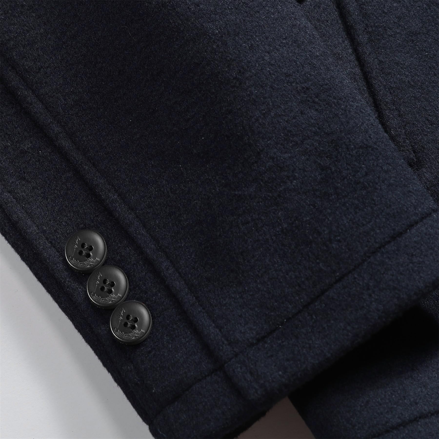Allthemen Manteau Hommes Hiver Trench Col Montant Chaud Mélange De Laine Casual Patchwork Outwear Boutonné