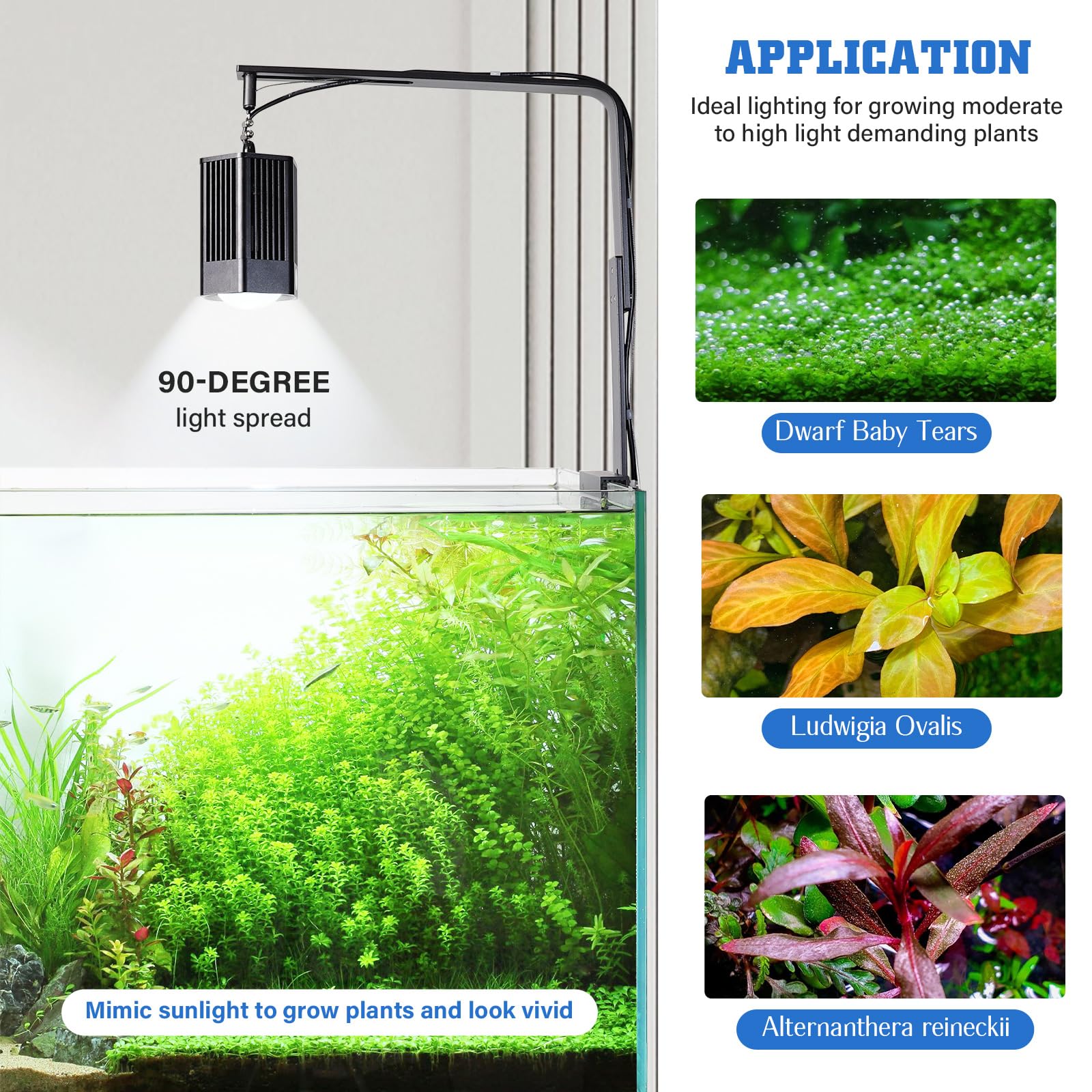 Hygger Clip-On LED-Aquariumbeleuchtung - 100W Vollspektrum RGB Wachstumslampe Mit Montagehalterung für Anspruchsvolle Wasserpflanzen