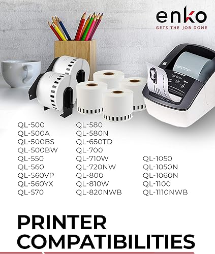 Miniatura 9 de enKo 6 rollos Compatible para Brother DK2225 etiqueta continua 4''x 1200'') con 2 marco de cartucho