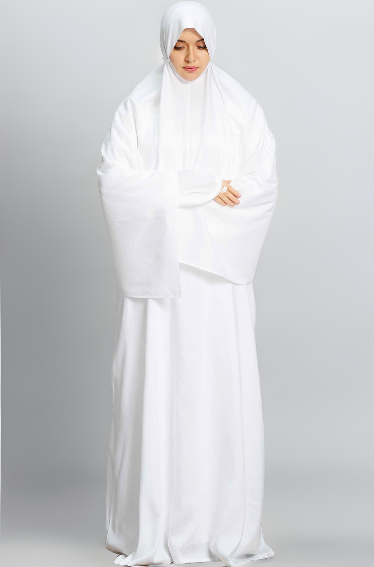 Mehar Hijab's Womens White Prayer Dress Namazi White Dress