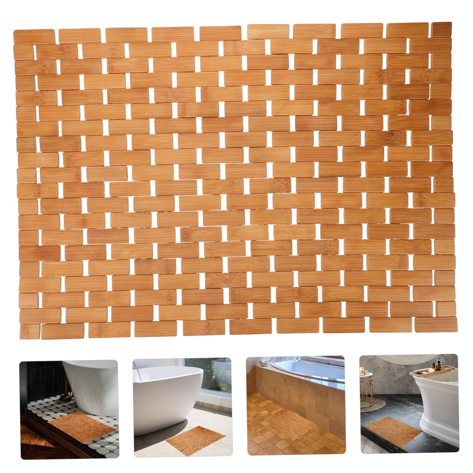 Mipcase Alfombra Superficie Lisa de Bambú Antideslizante Baño de Baño y Diseño Resistente Adecuado para Cocina