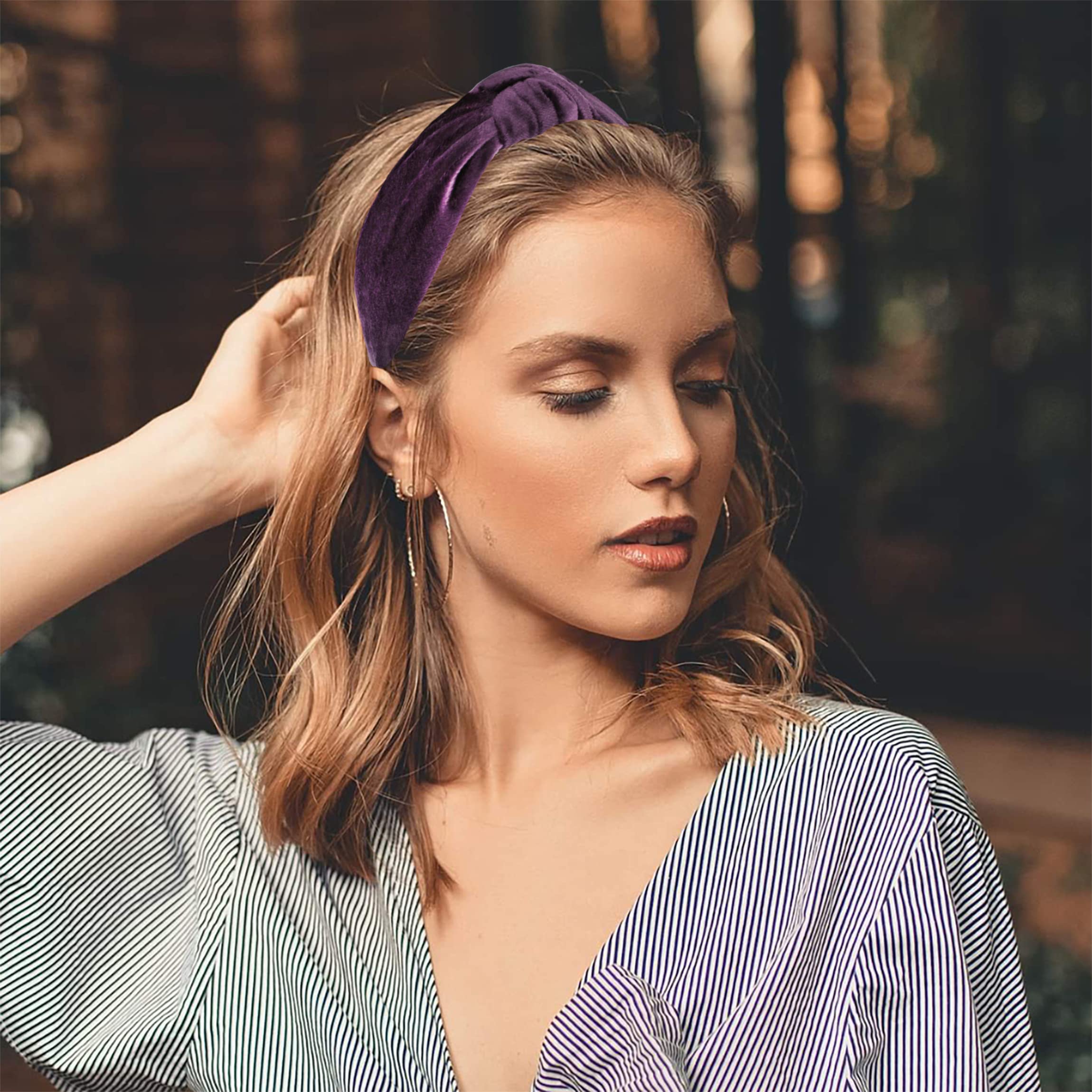 Amazon.com : YETASI Headbands for Women Royal Purple Velvet  display picture 2