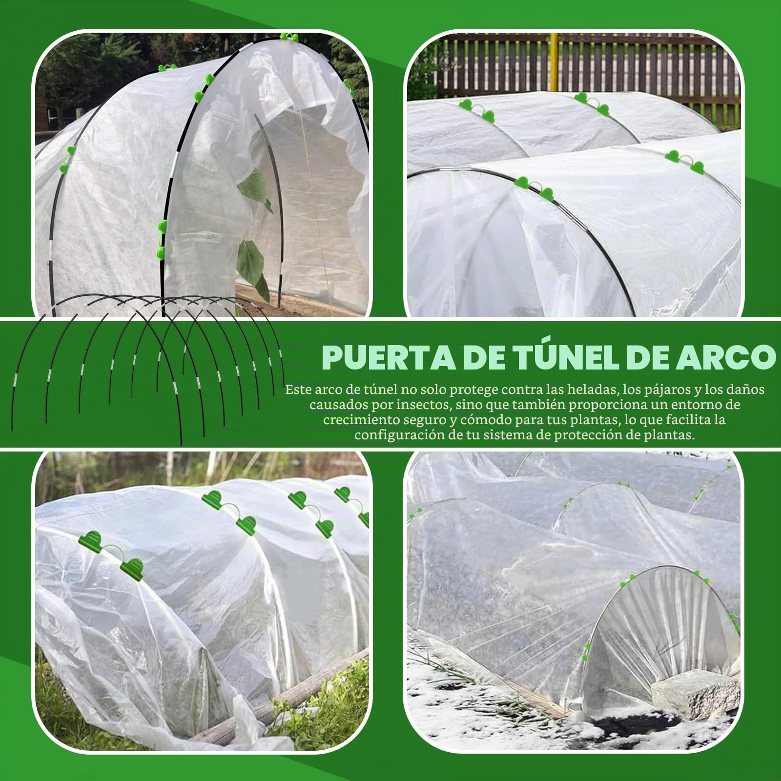 Raxfekro 30 piezas de arcos para túnel de invernadero, arcos de túnel de película para maceta elevada, soportes de túnel de jardín, anillos abovedados de túnel de plantación para proteger contra