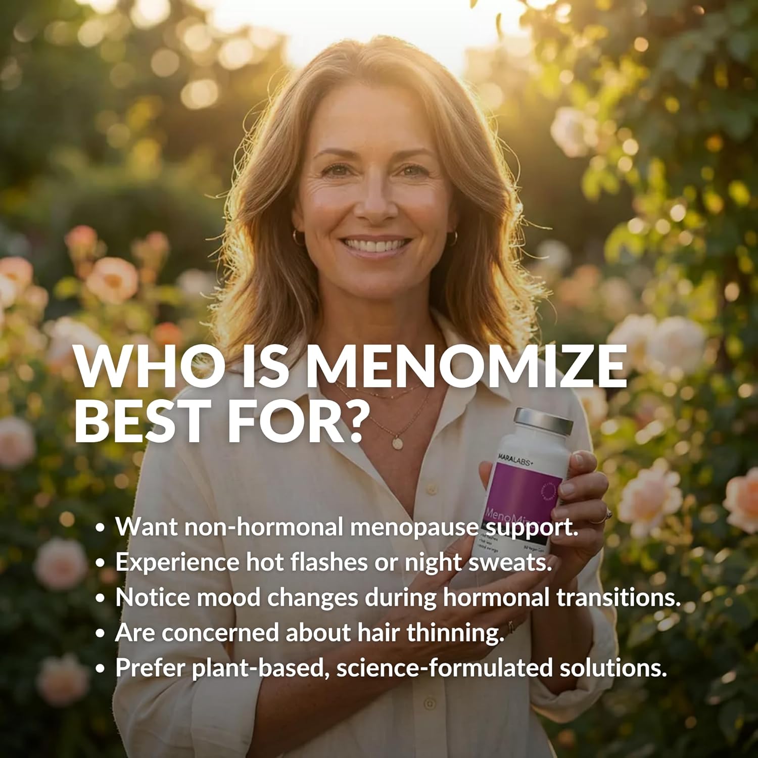 BrocElite Mara Labs MenoMize | Menopause Support Formula with Resveratrol & Black Cohosh | Non-Hormonal, Vegan, No Fillers, Non-GMO | 60 Vegan Capsules