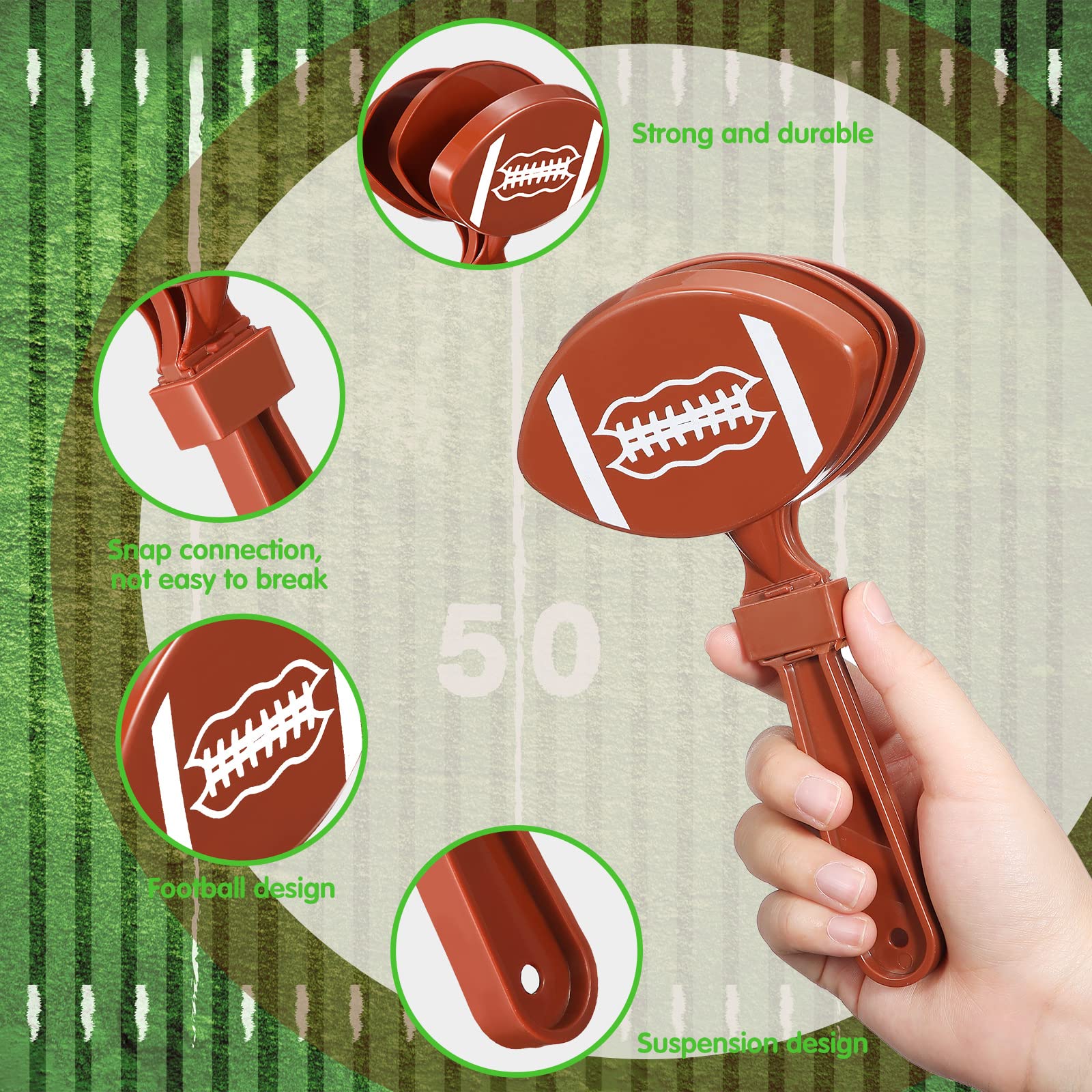 40 Pieces Plastic Football Clappers Bulk Noise Makers Football Match Accessories Cheer Supplies for Football Games Events Birthday Fiesta Carnival Party, 7.3 x 3.9 Inches