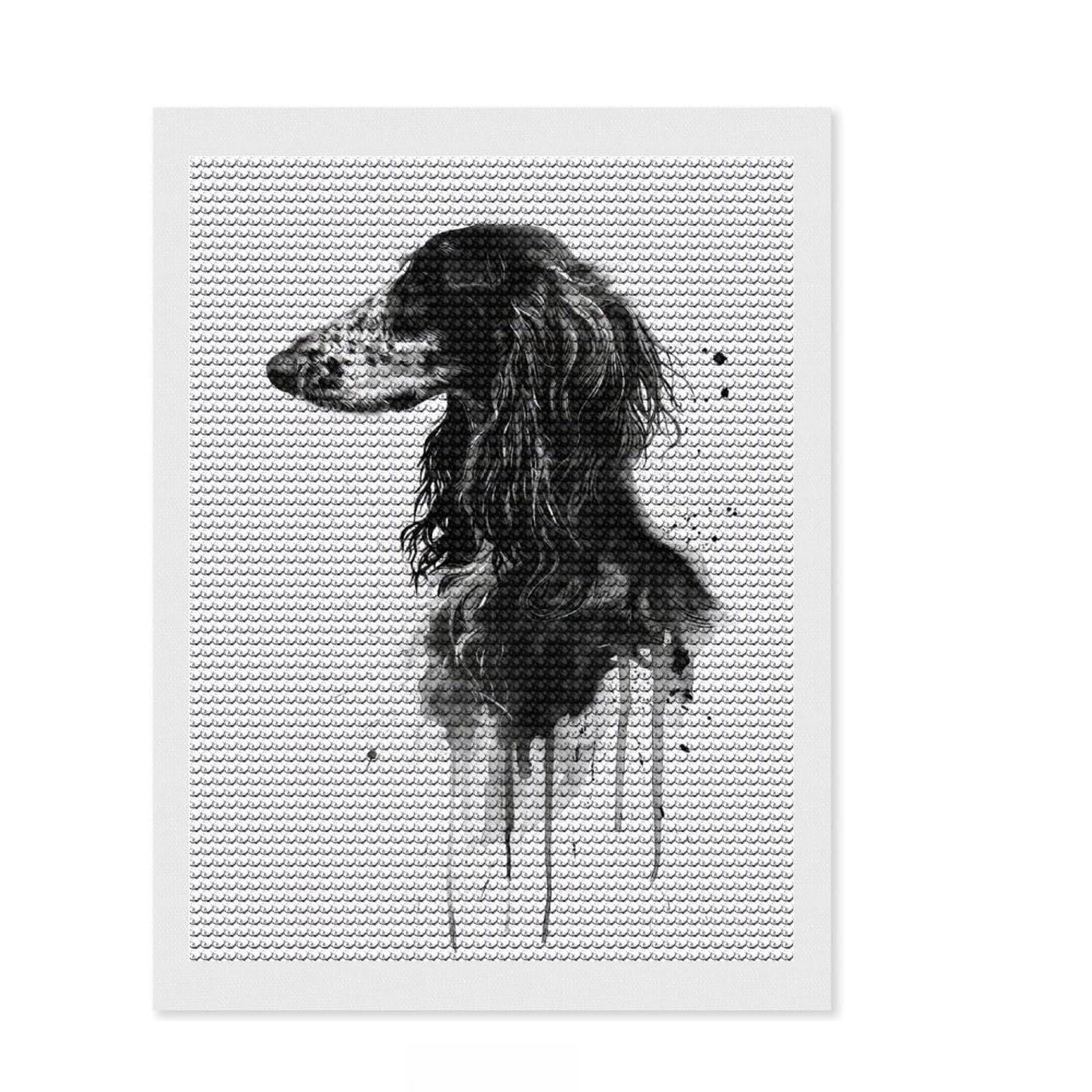 Junmoney Afghan Hound Watercolor Full Drill Diamond Painting Kit 12"x16", Festive Craft Gift, for Family Craft Time, Printed Canvas, Office Decor