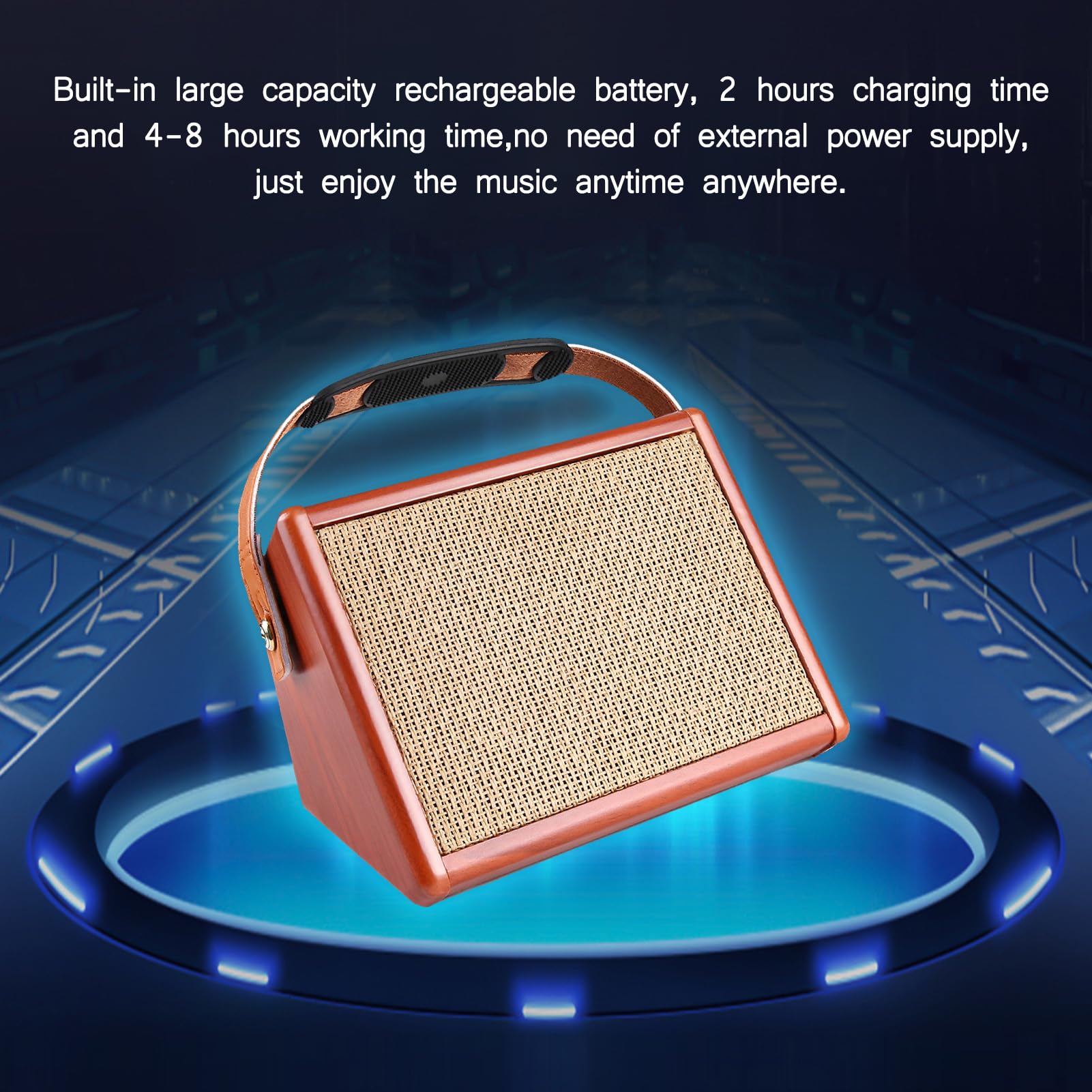 Altoparlante per Chitarra Ingresso Microfono Amplificatore per Chitarra Portatile Ricaricabile da 15 W