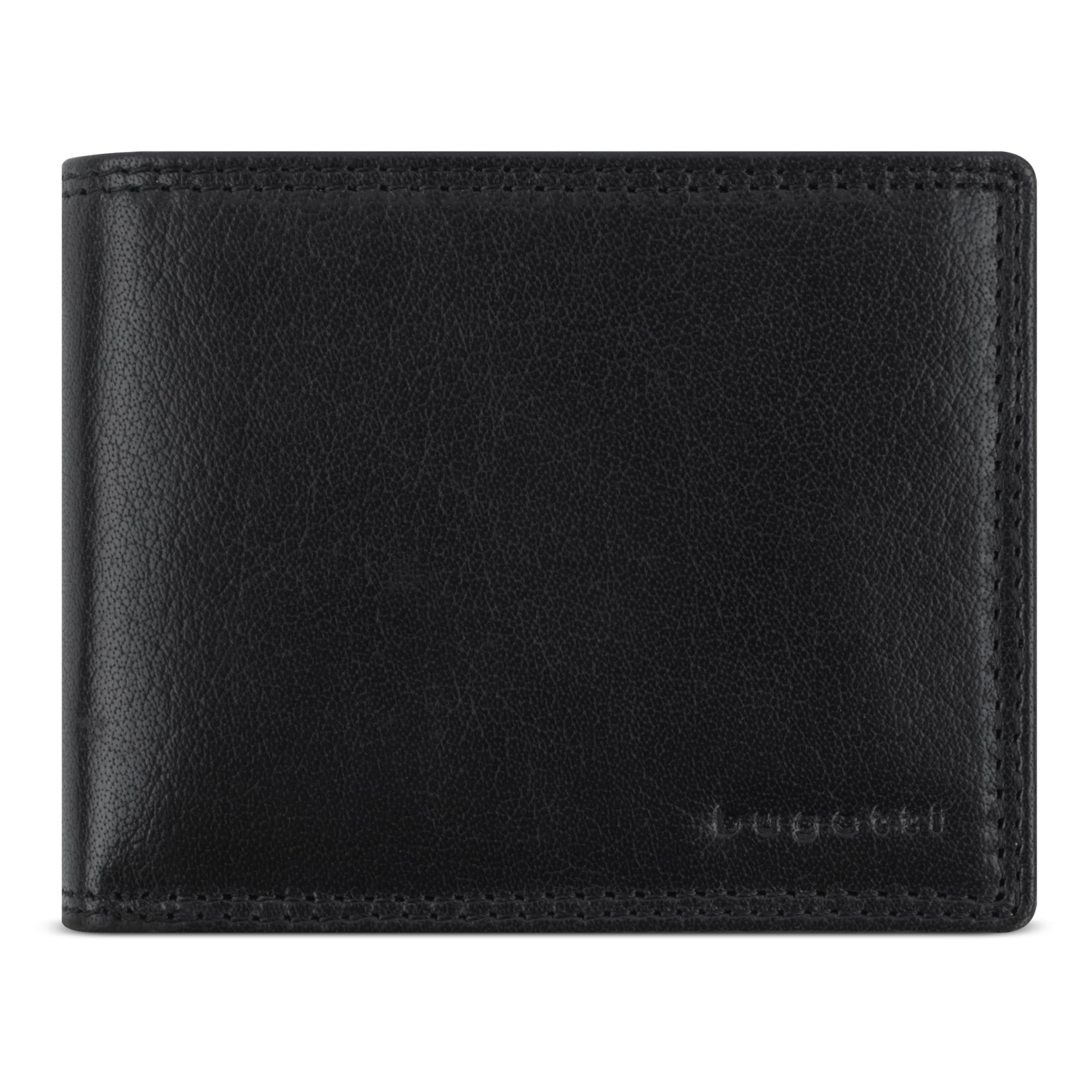 bugatti Savona Portafoglio in pelle di bufalo conciata al vegetale, RFID, formato orizzontale, da uomo - Nero