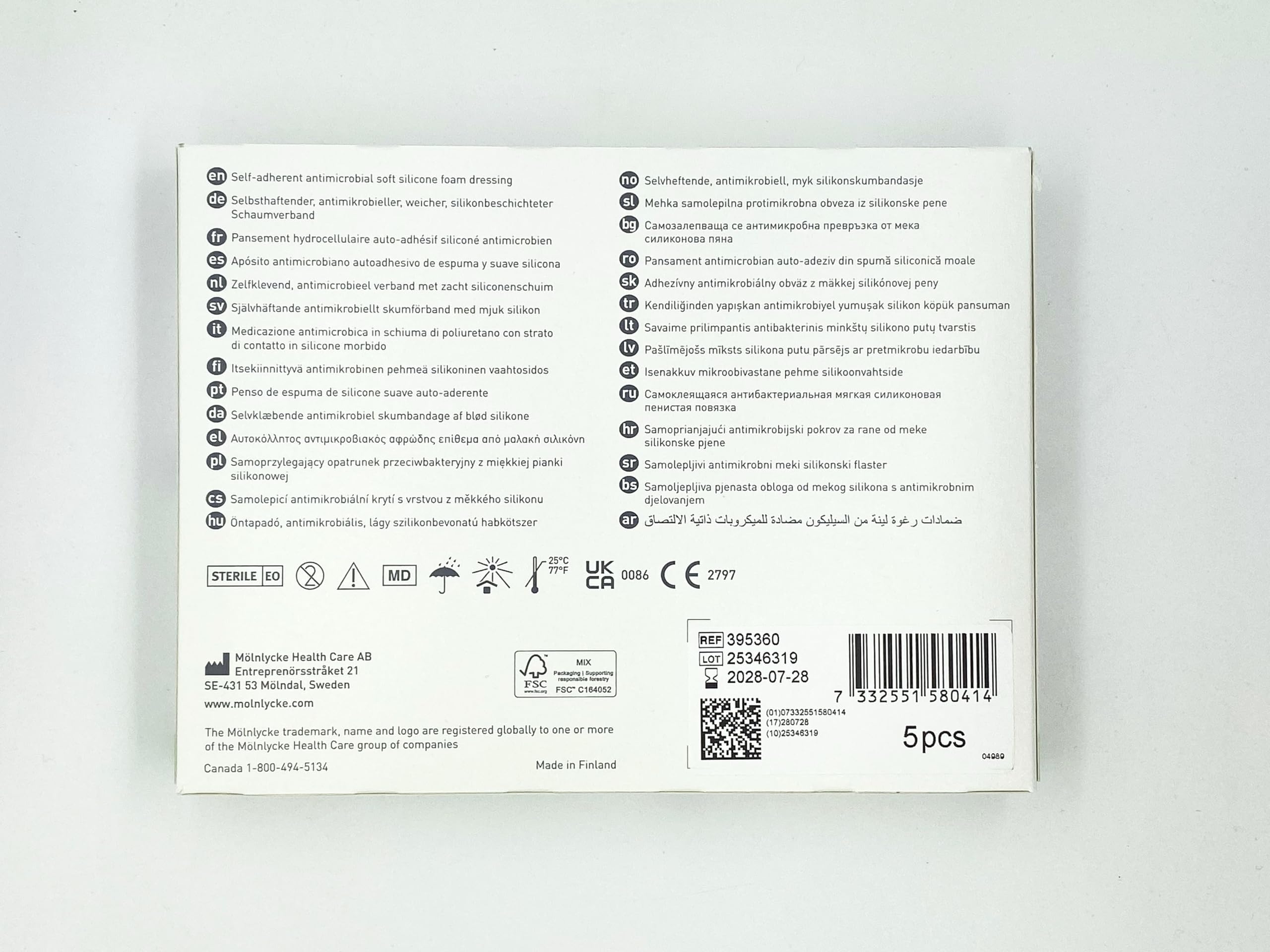 Mepilex Border Ag 10x12,5 cm (Confezione da 5) - Medicazione Antimicrobica in Schiuma con Argento e Tecnologia Safetac - Per Ferite Infette o a Rischio Infezione