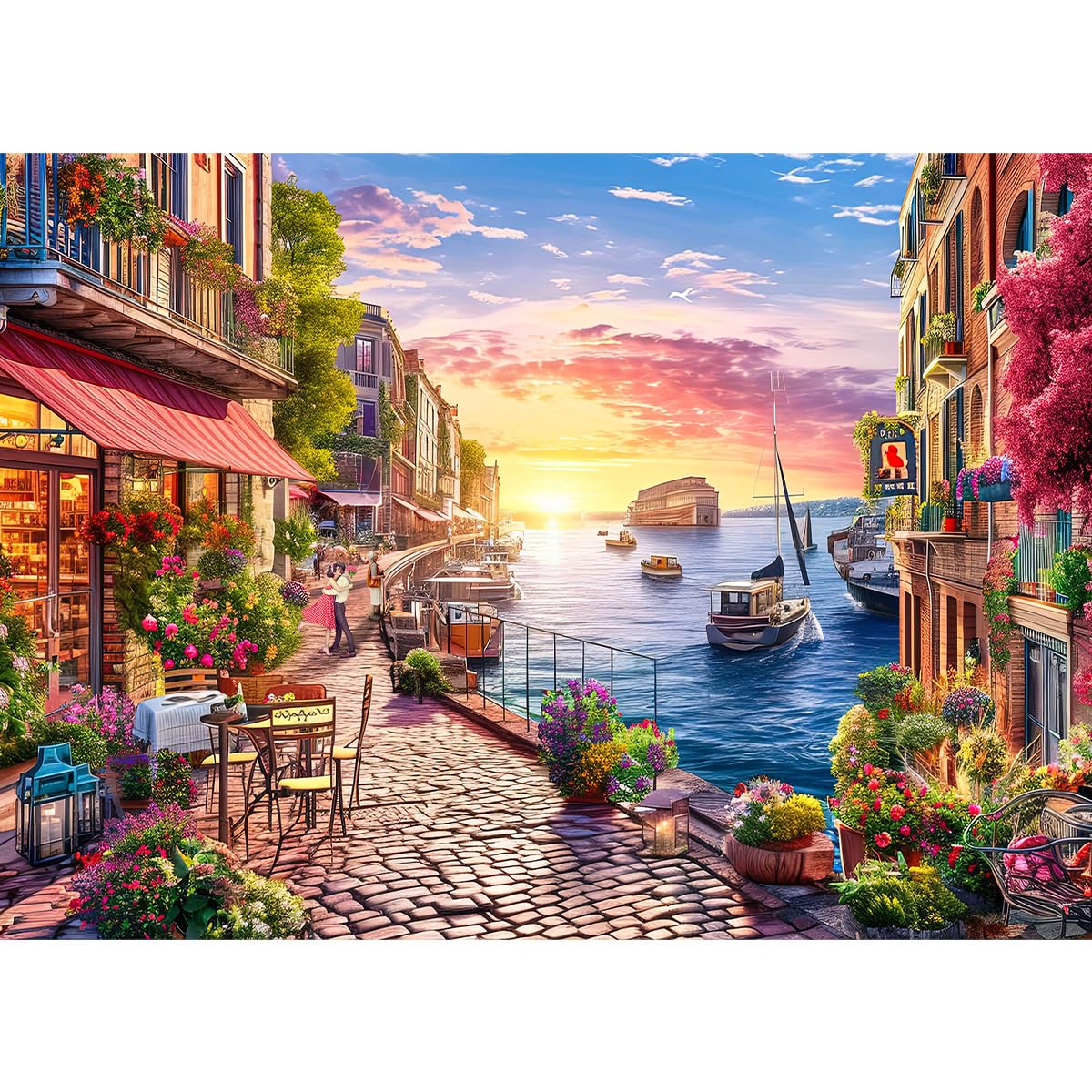HUADADA Jigsaw Puzzles for Adults 1000,Puzzles for Adults, Family Puzzle Game Birthday Gifts.Challenge High Difficulty- Charming Streets Scene