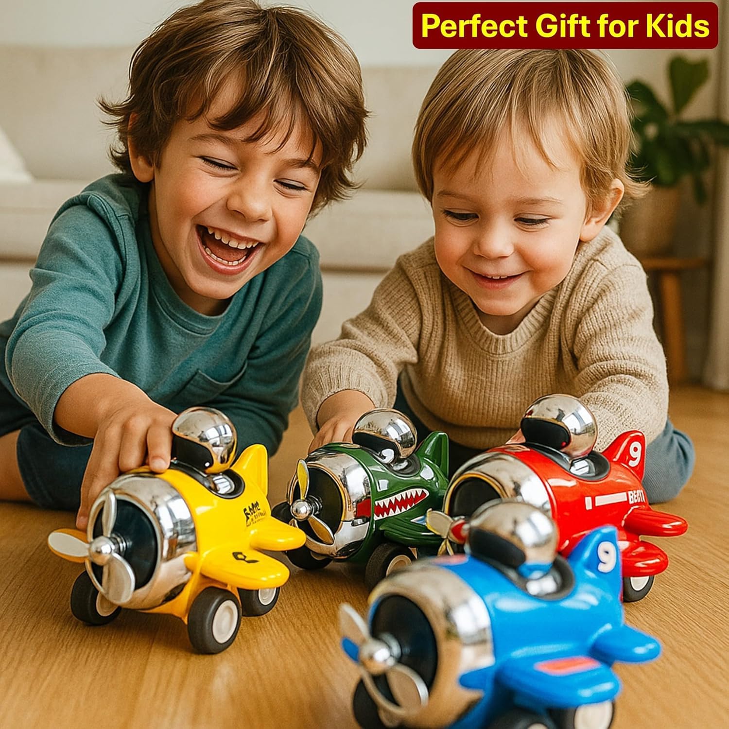 zahab Push & Go Metal Aeroplane Toy for Kids | Die-Cast Mini Plane with Rotating Propeller | No Battery Required | Assorted Colours with Aycril Display Box Toy Plane for Boys & Girls (3+ Years) 4