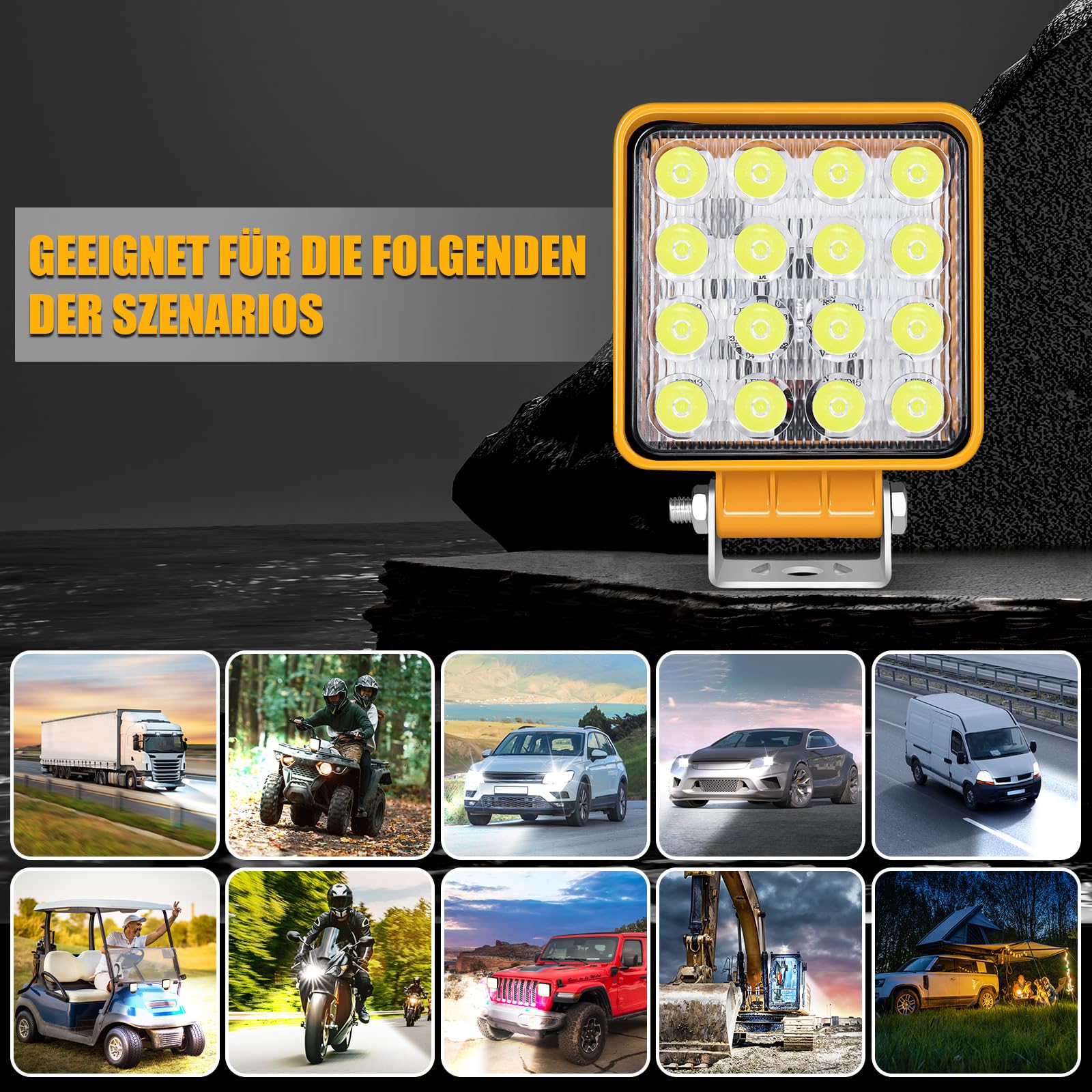 ANTOM Faro de trabajo LED 12-60V 240W 4 pulgadas Faros Led IP68 Impermeable Potentes Potentes Faros Para Camión para Moto ATV SUV Tractor Camión Barco