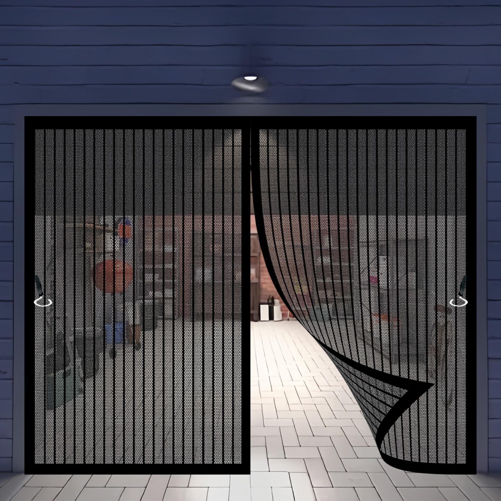Porte anti moustique magnétique rideau anti-insectes noir de cave