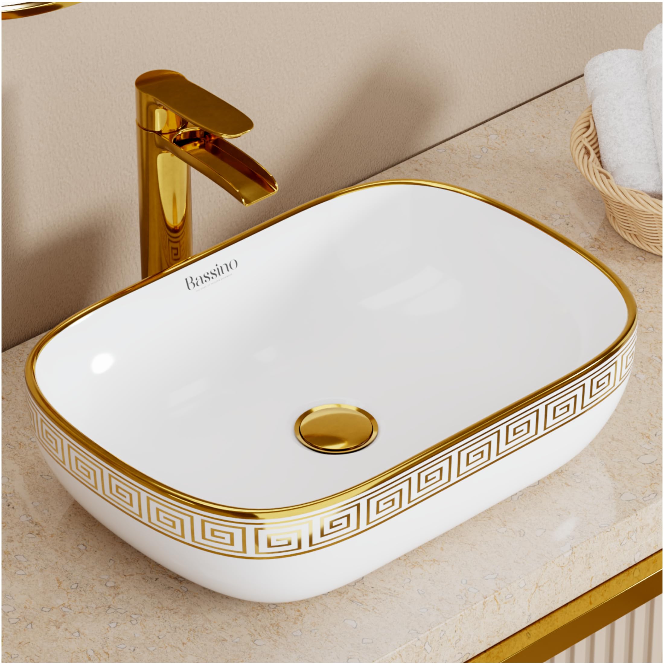 BASSINO Table Top Wash Basin - Glossy Blue & Gold -17 BASSINO Table Top Wash Basin - Glossy Blue & Gold -17