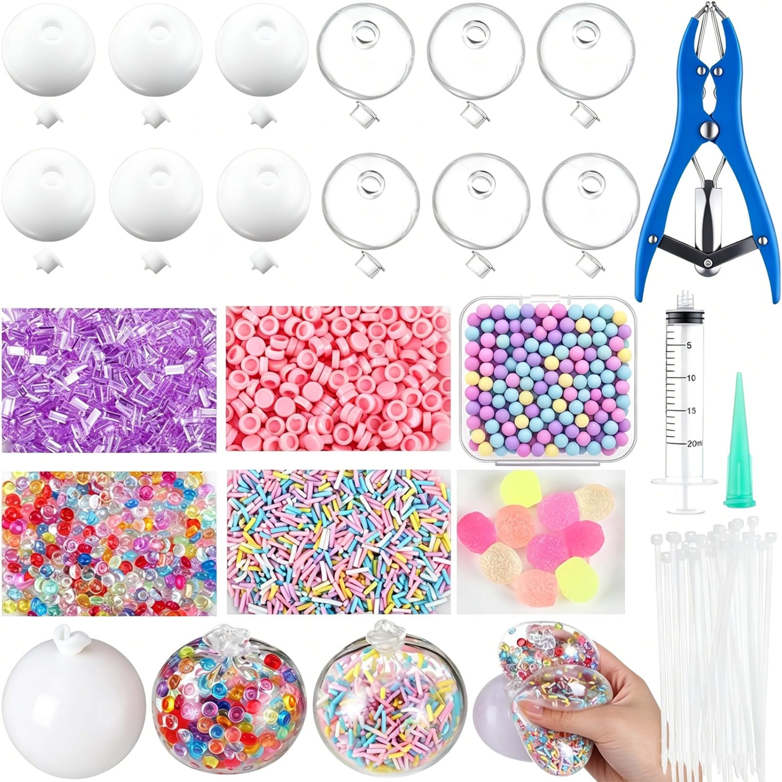 15pcs Squishy Making Kit - 6cm Thickened Silicone Blank Stress Ball Skins, Diy Custom Squeeze Toys Set With Transparent And White Empty Shells For Adults Sensory Crafting