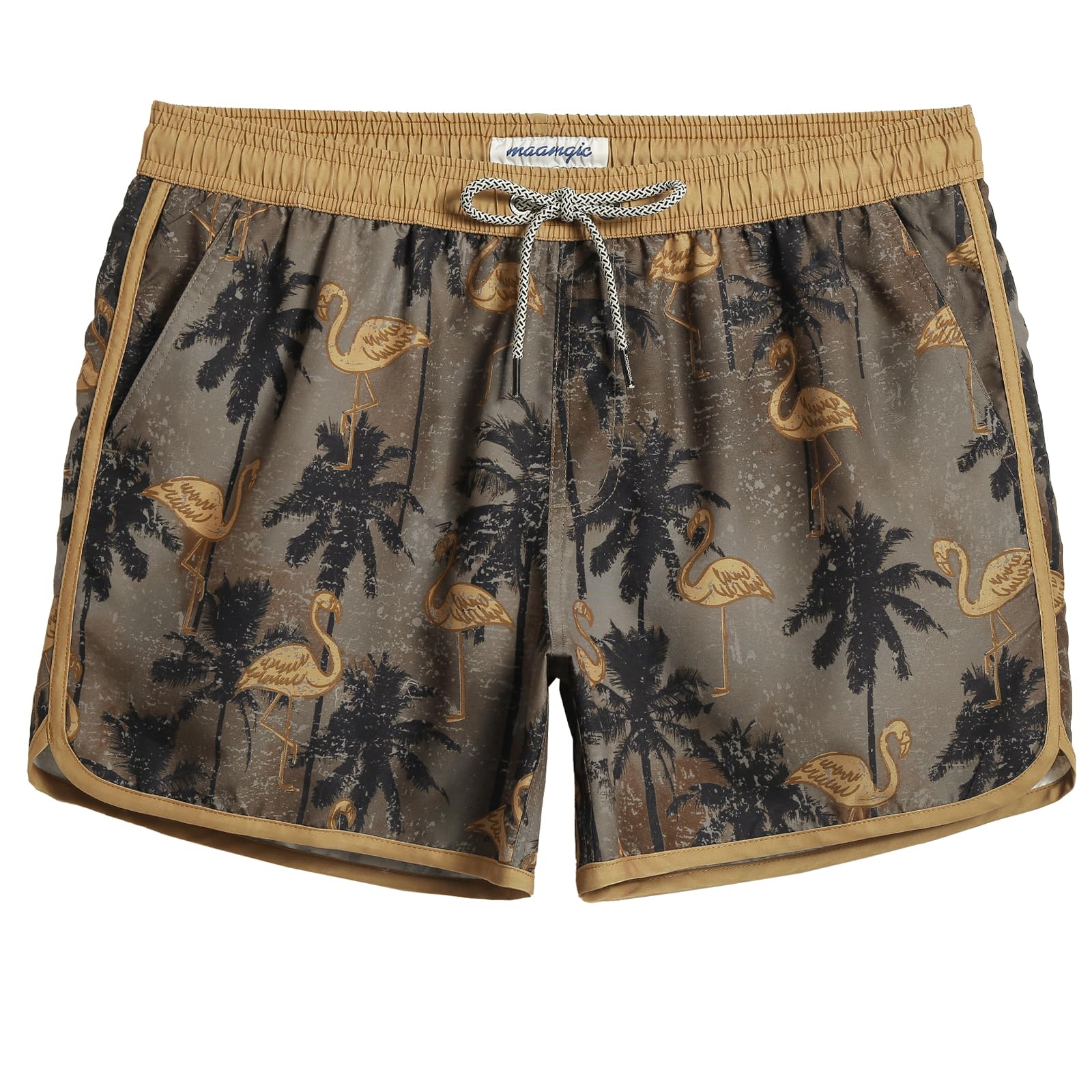 MaaMgic Costume Uomo Mare Vintage Asciugatura Rapida Costume da Bagno Pantaloncini Corto Swim Trunks con Fodera Rete e 3 Tasche