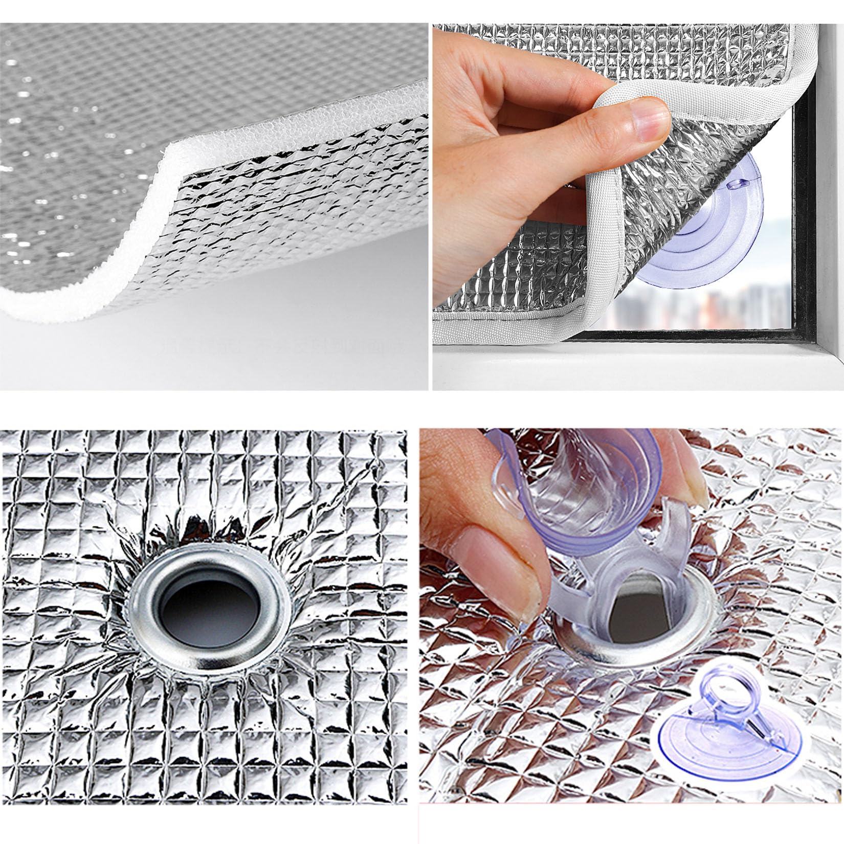 Pellicola Anticalore per Vetri Finestre,Pannello Termoriflettente,Pellicola Isolante Riflettente in Alluminio,Interno,Esterno,con Ventosa,Riutilizzabile,Personalizzabile (65cm x 120cm)
