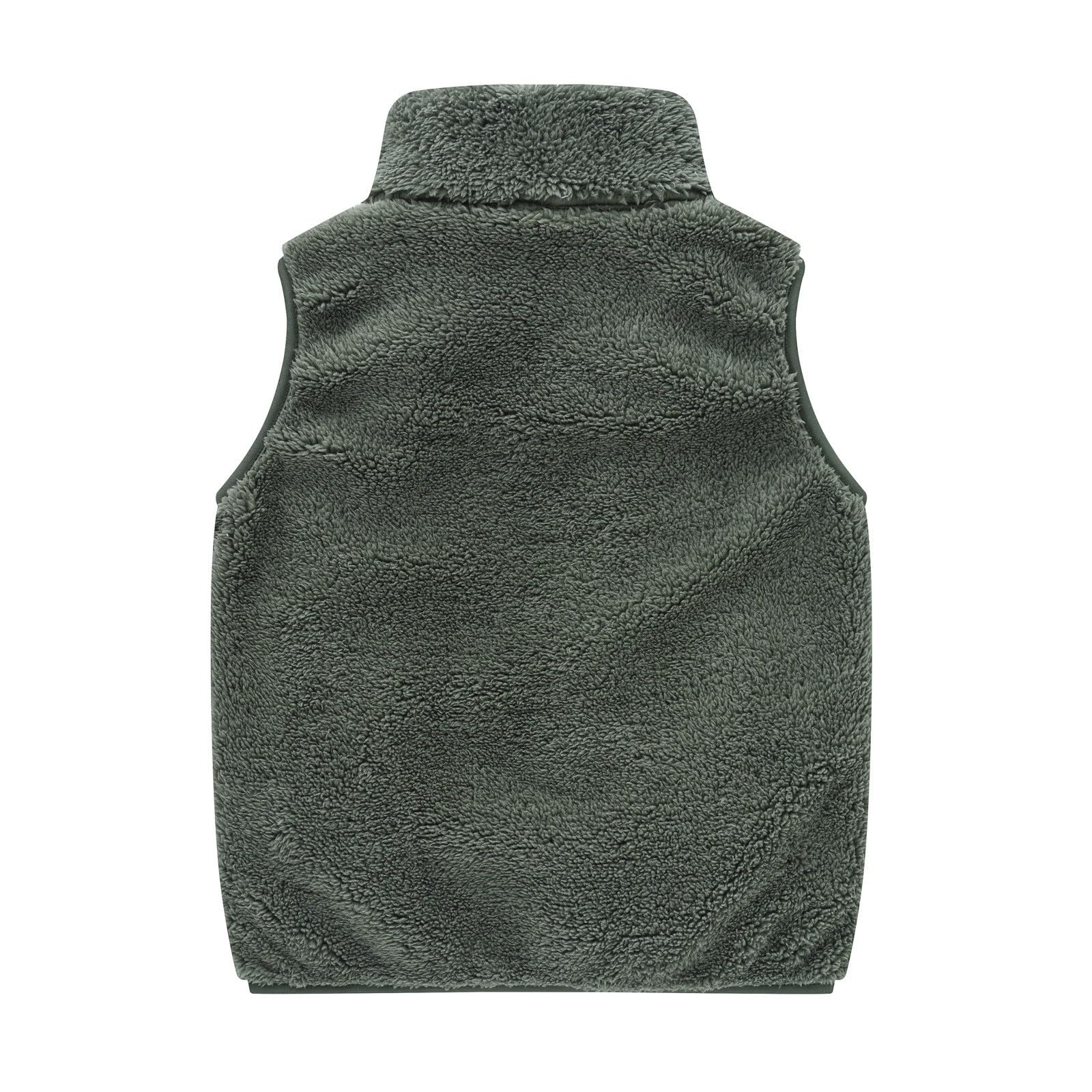 RNTOP Toddler Girls Boys Solid Color Fleece Vest Sleeveless Zipper Jacket Undershirt Fall Winter (Green, 18-24 Months)