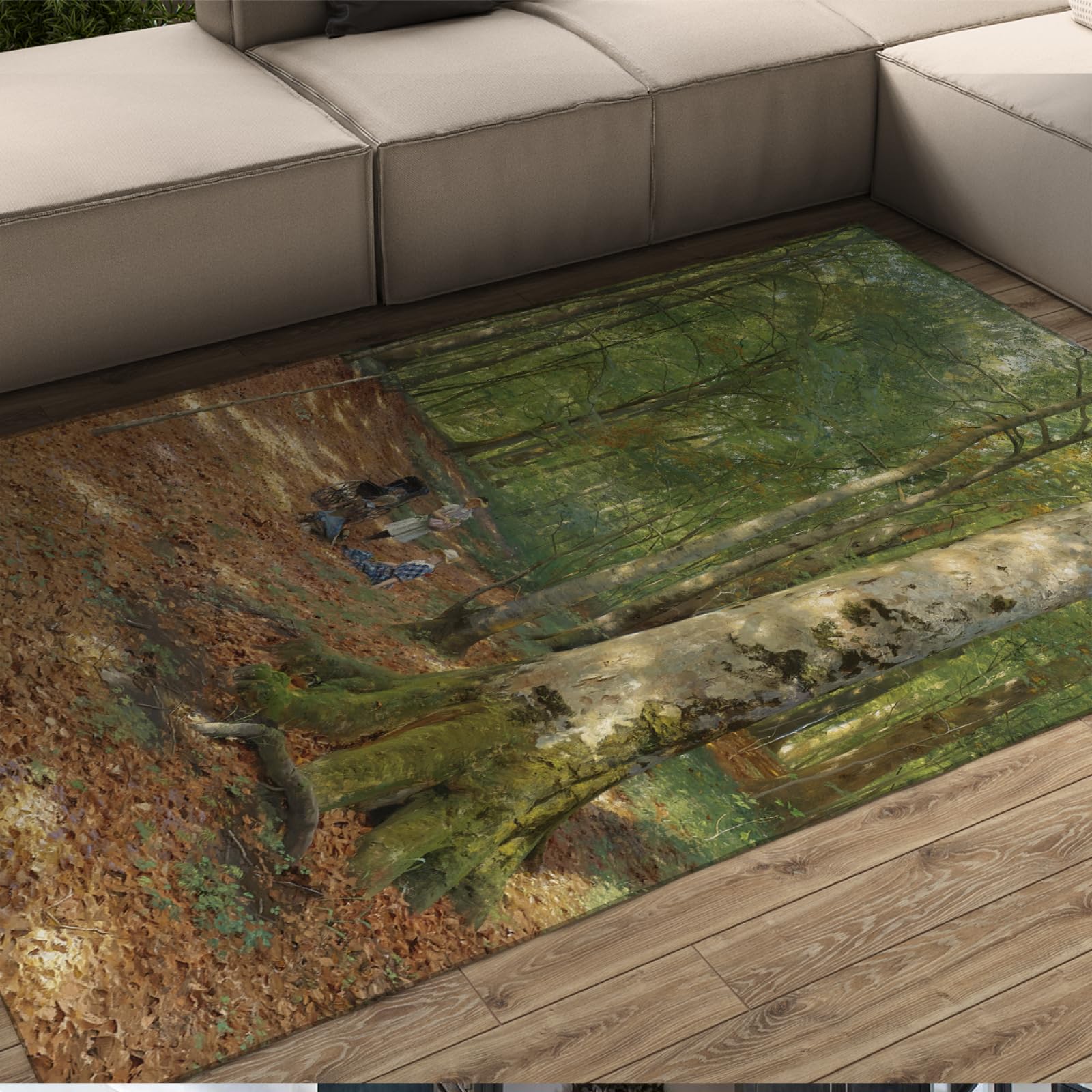 Tapis de sol antidérapant forêt de printemps pour salle de jeux