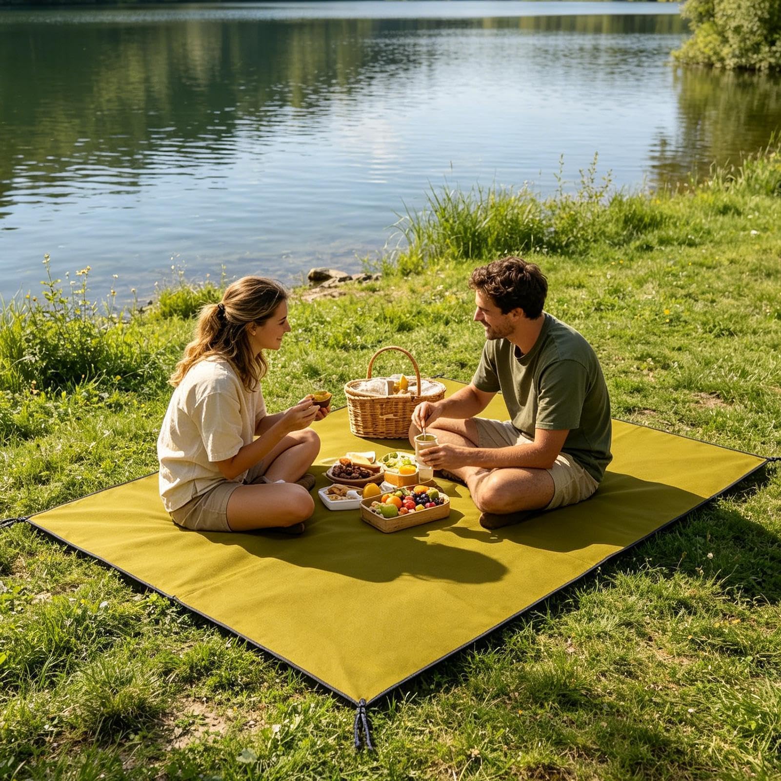 Telo impermeabile da campeggio – Tappetino da spiaggia a prova di sabbia, tappetino multiuso per riparo, telo protettivo robusto, design compatto e pieghevole, attrezzatura versatile per festival