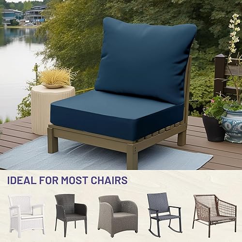 Miniatura 5 de Sutteles Cojines de asiento profundo para patio, juego de cojines para sillas de exterior, cojín para muebles de patio con funda extraíble, adecuado