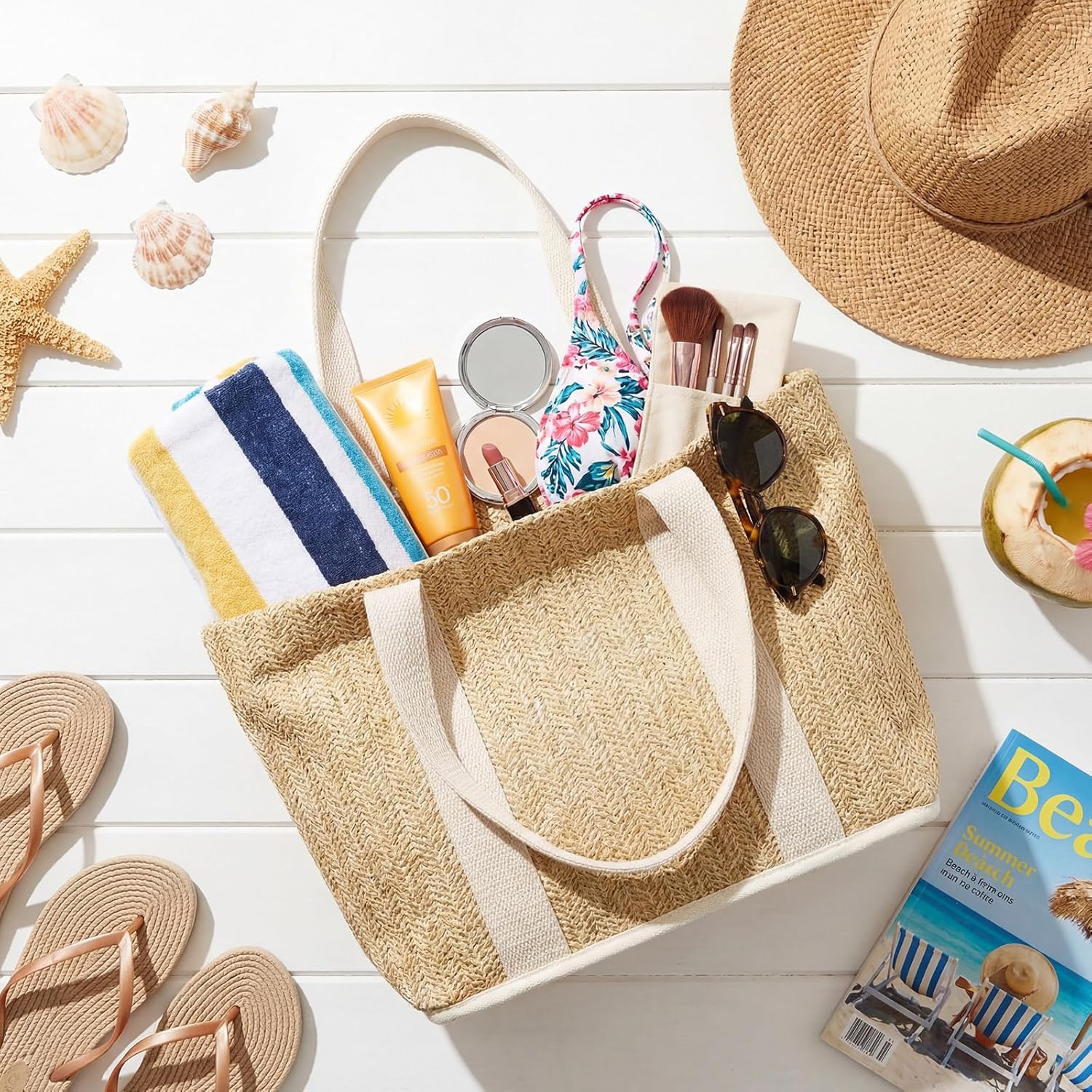 Paterr Mini Beach Straw Bags for Bachelorette Favors Burlap Tote Bag with Handle for Bridesmaid Bridal Shower Gifts