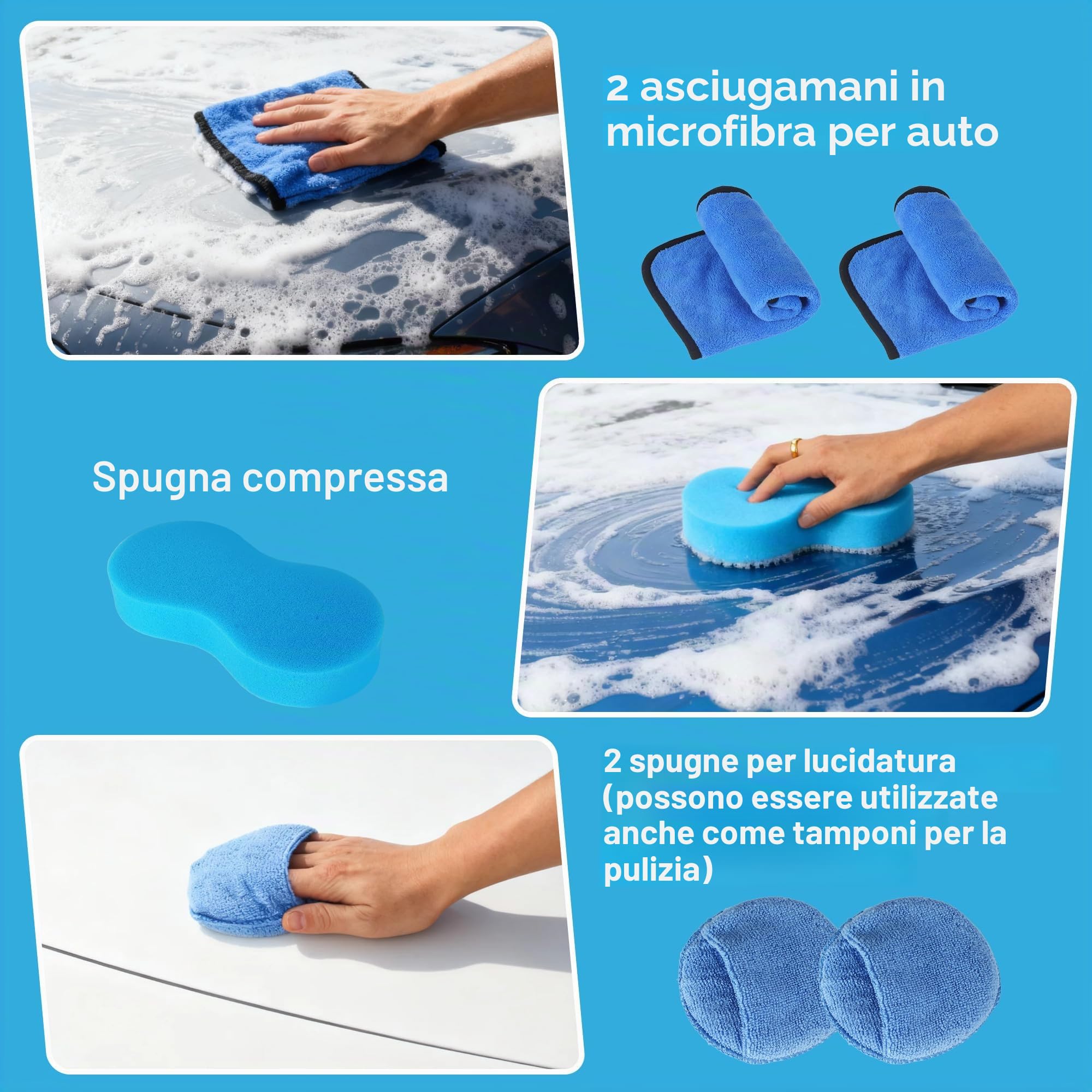 31 pezzi Kit Pulizia Auto, Kit Pulizia Auto Interni, include spazzola, spugna lucidante, custodia per il trasporto, adatto per prese d'aria, cruscotto, motore, ruote e superfici domestiche